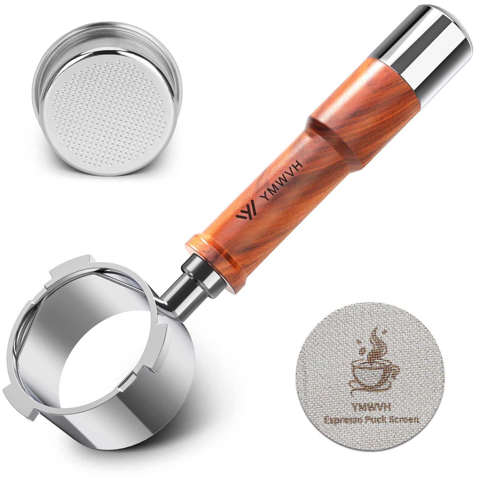 51Mm Espresso Bottomless Portafilter 3 Ears Fit For Delonghi Ec680, Ec685 & Ec885 Espresso Machine, 100% Stainless Steel Bottoml