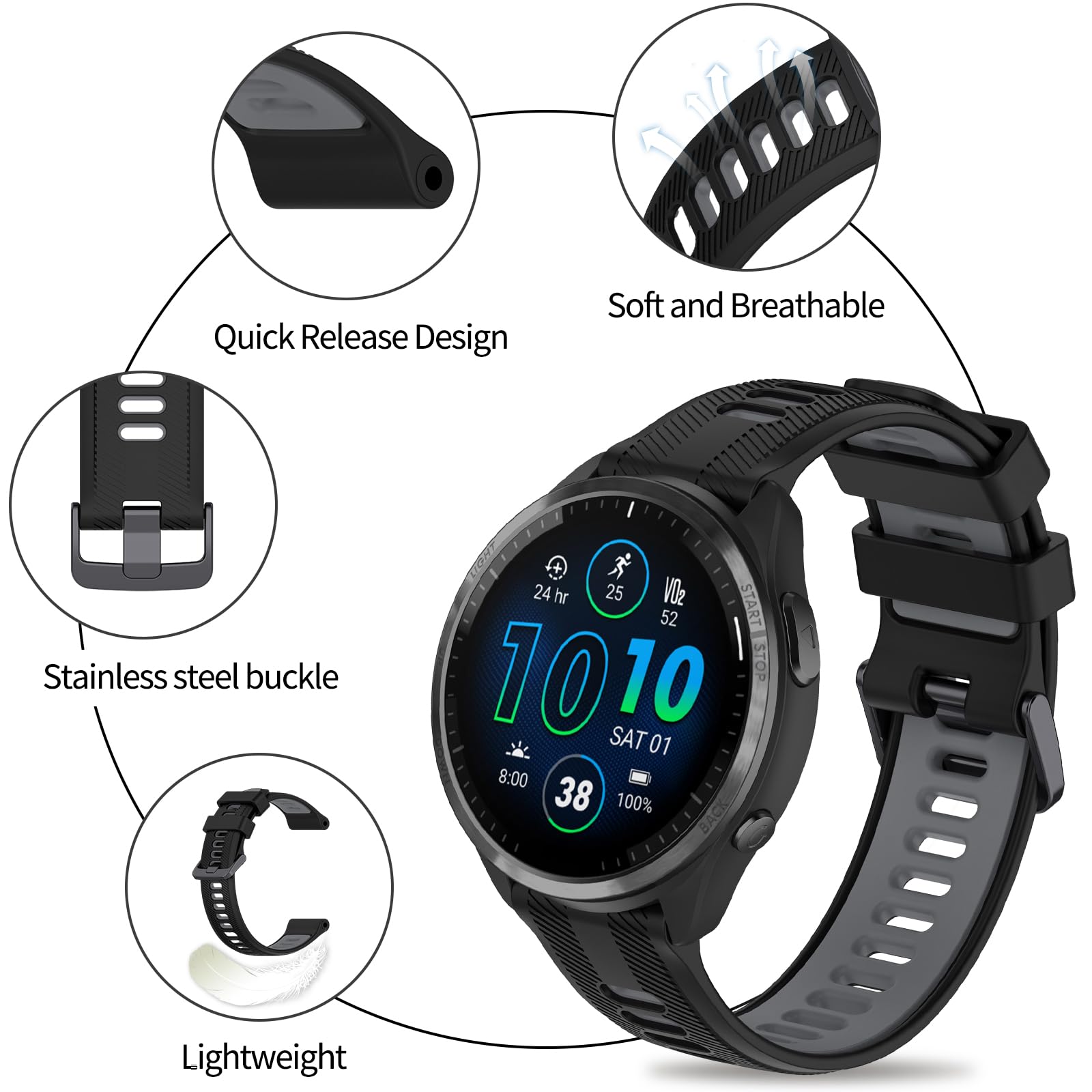 Replacement Band For Garmin Forerunner 945/935 Watch, Soft Silicone Strap For Garmin Forerunner 935 Running Gps Unit, Colorful B