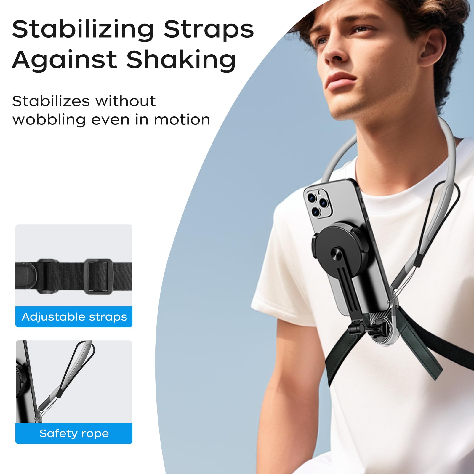 Funsnap Magnetic Neck Mount For Go Pro Phone Holder, Quick Release Pov Video Vlog Flexible Angle Necklace Holder For Gopro Hero