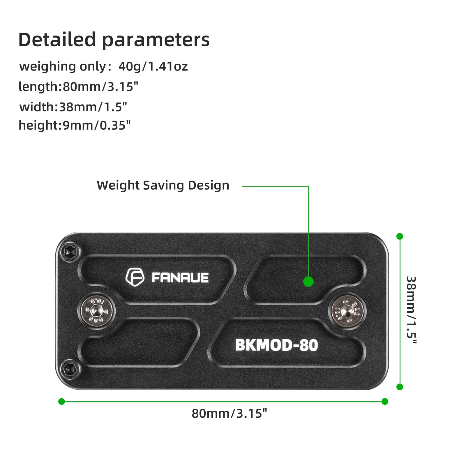 Fanaue Keymod Rail Tripod Plate Adapter Mount With Safety Stop Screws,For Tripod Ball Head Ballhead,Compatible Arca Swiss Rrs Do