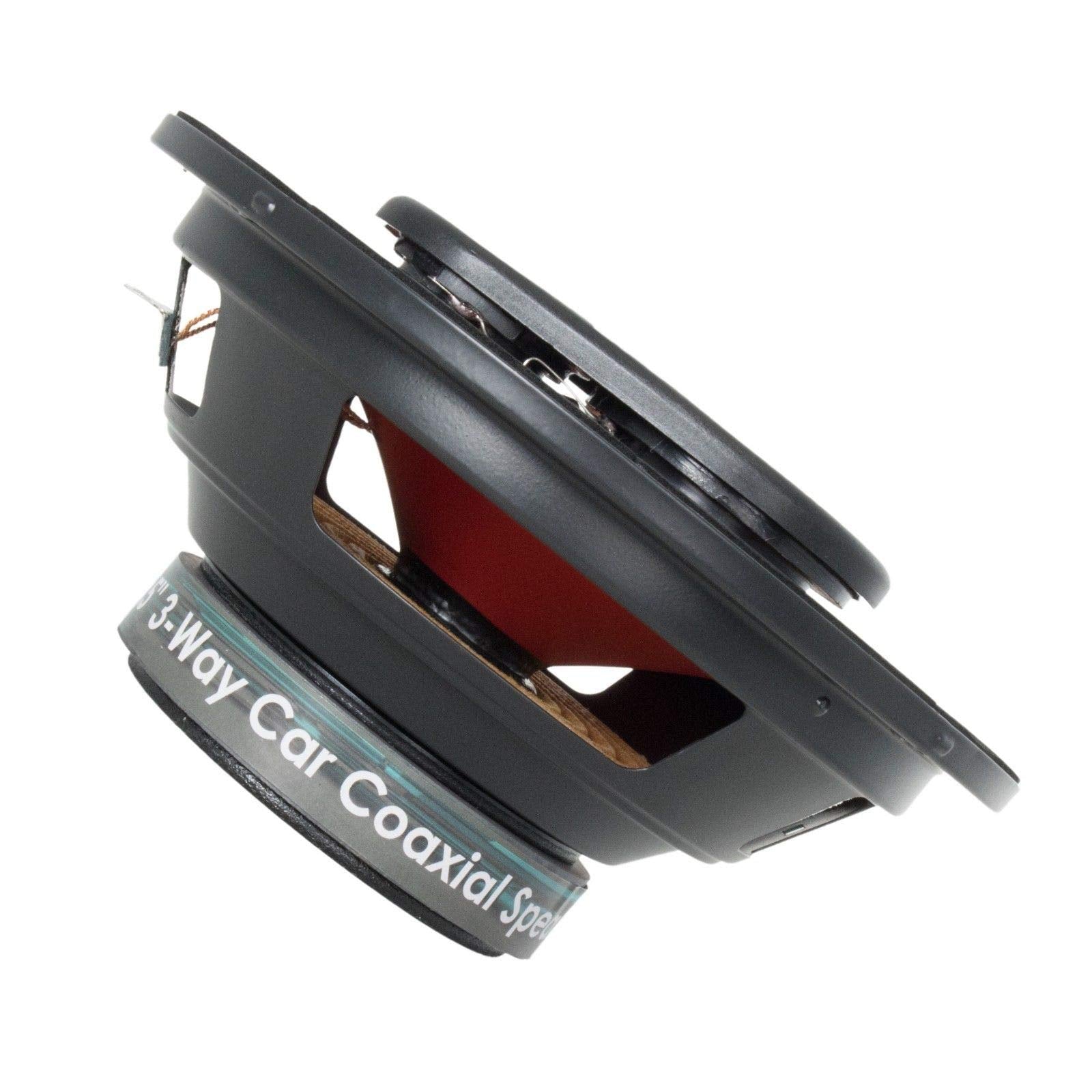 Pair Of Audiobank 6.5'' 400 Watt 3 Way Red Car Audio Stereo Coaxial Speakers   Ab1670 (2 Speakers)