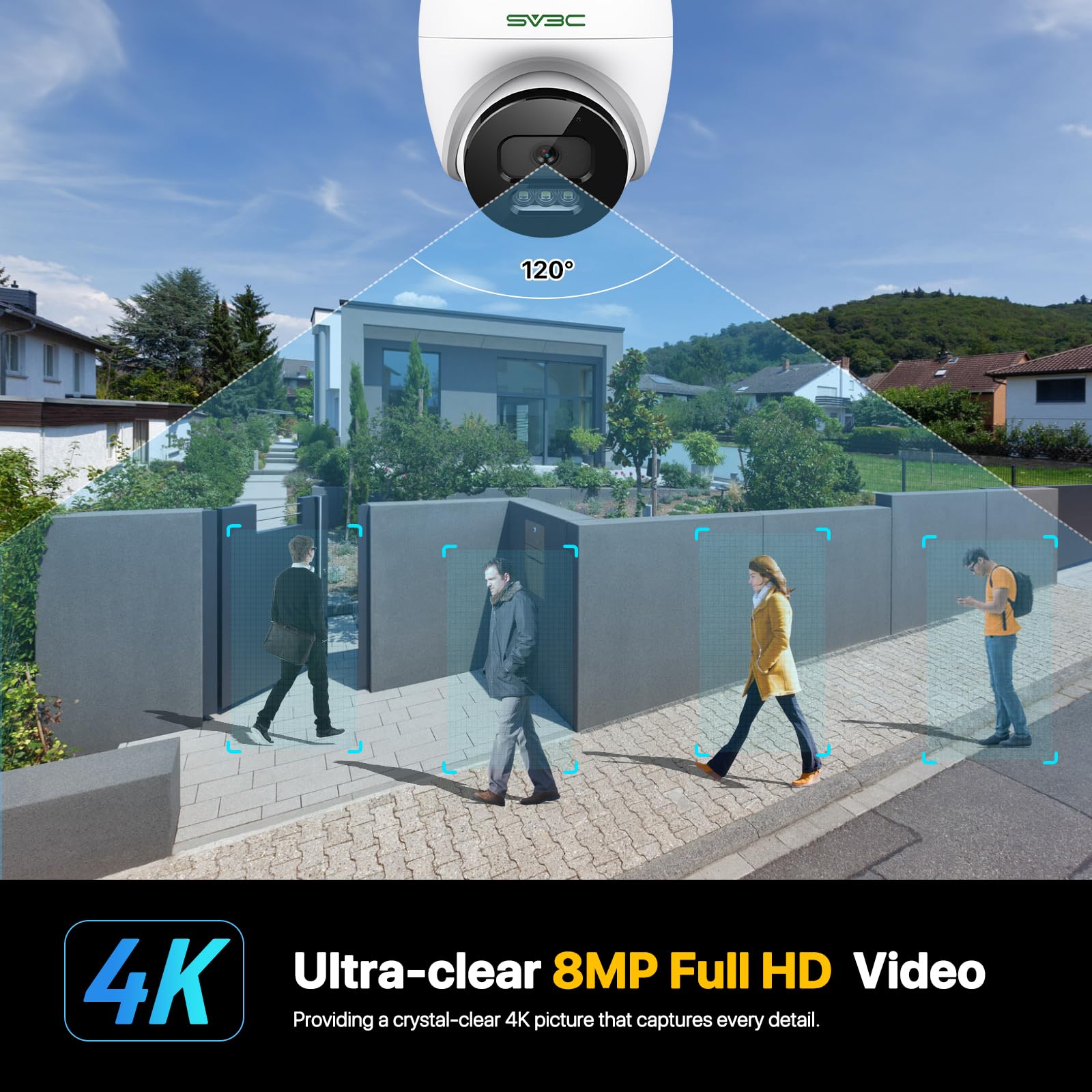 Sv3C 4K Poe Camera Outdoor, Ip Dome Wired Security Indoor Camera With Human/Vehicle Detection, 8Mp Hd Color Night Vision, Two Wa