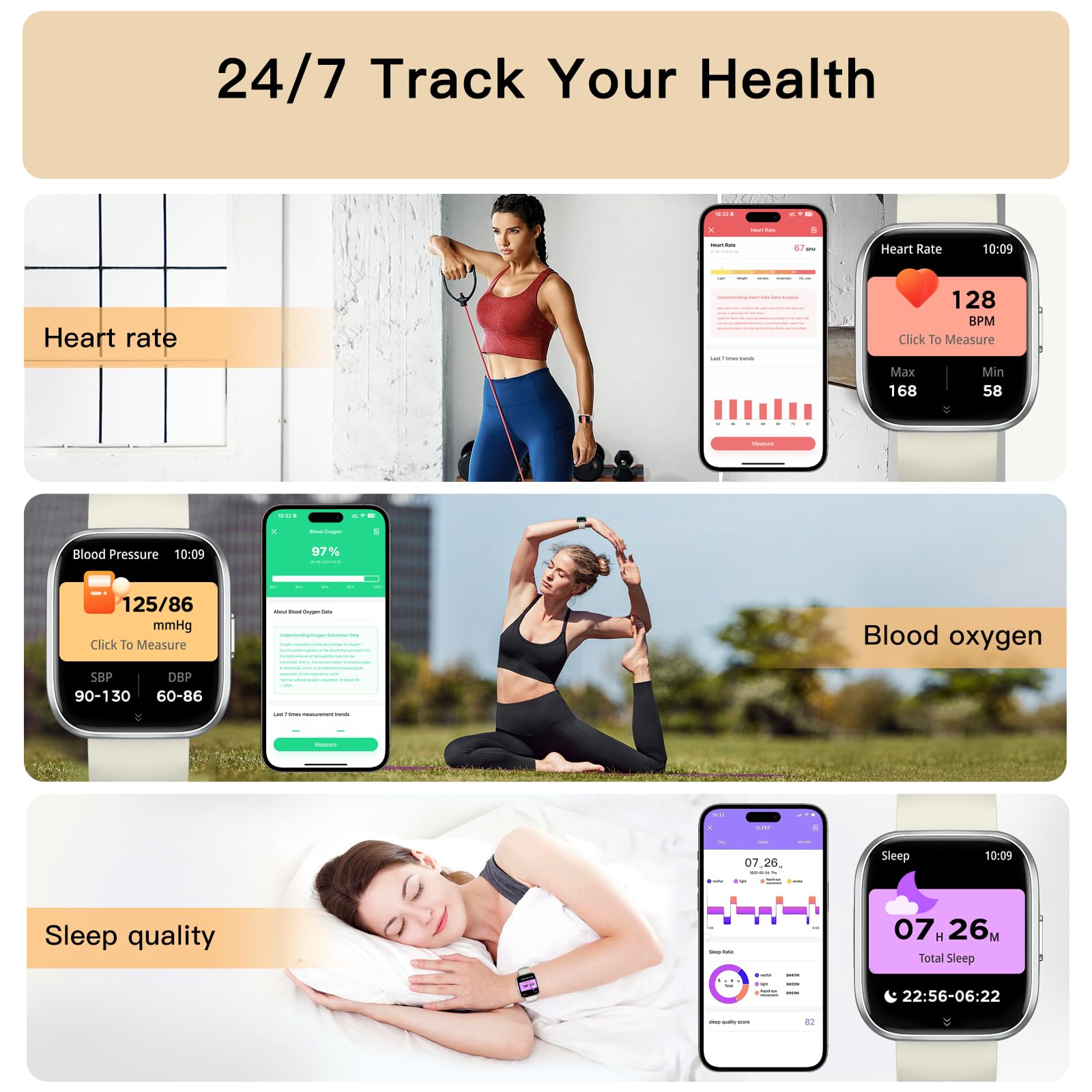 Smart Watches For Men Women Answer/Make Call, 1.85 '' Fitness Watch With 120+ Sports Modes, Heart Rate/Spo2/Sleep Tracker, Pedom