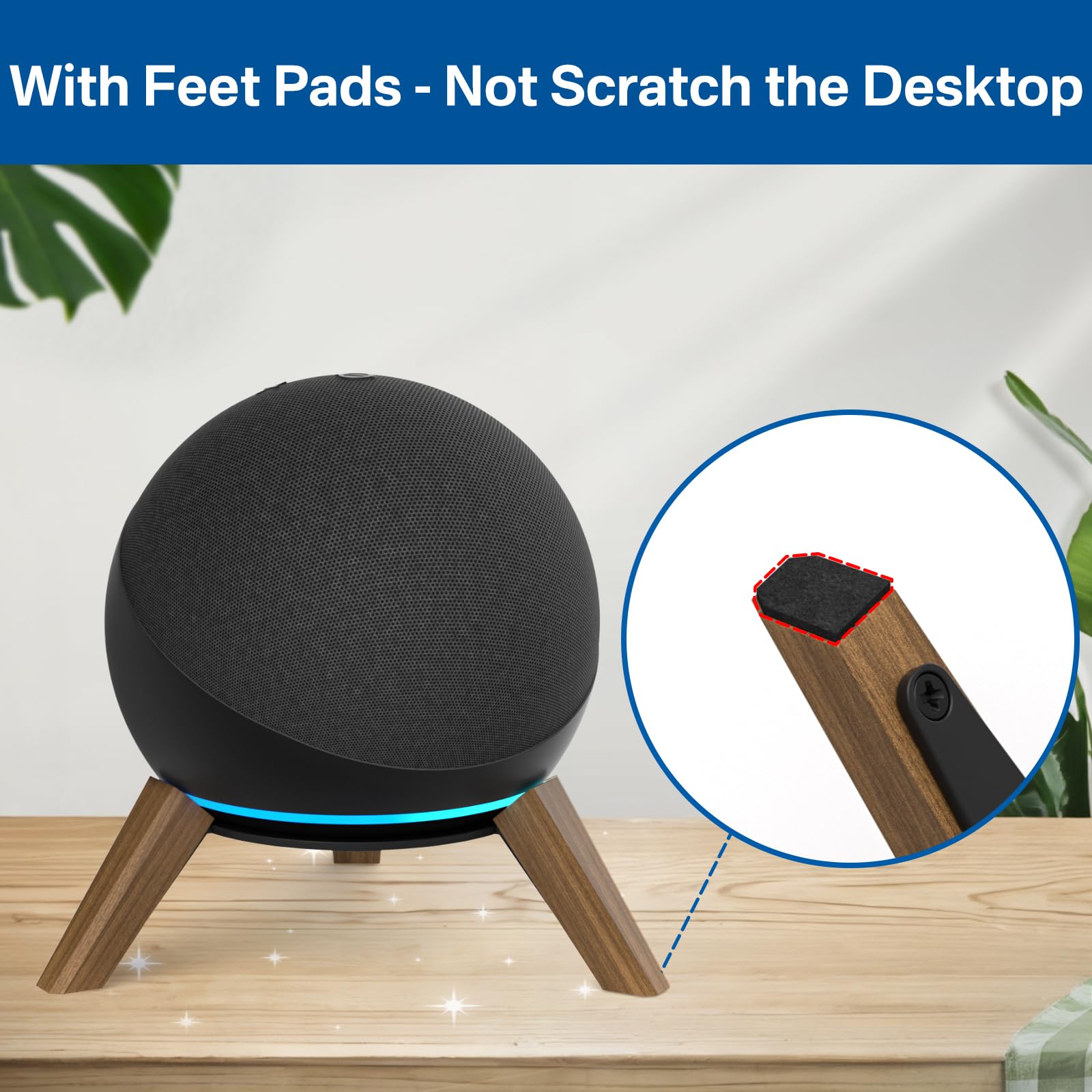 Wooden Desktop Stand For Echo Dot 4Th Gen / 5Th Gen Stand Holder For Better Sound   Wood Tripod Speaker Stand Desk For Echo Dot