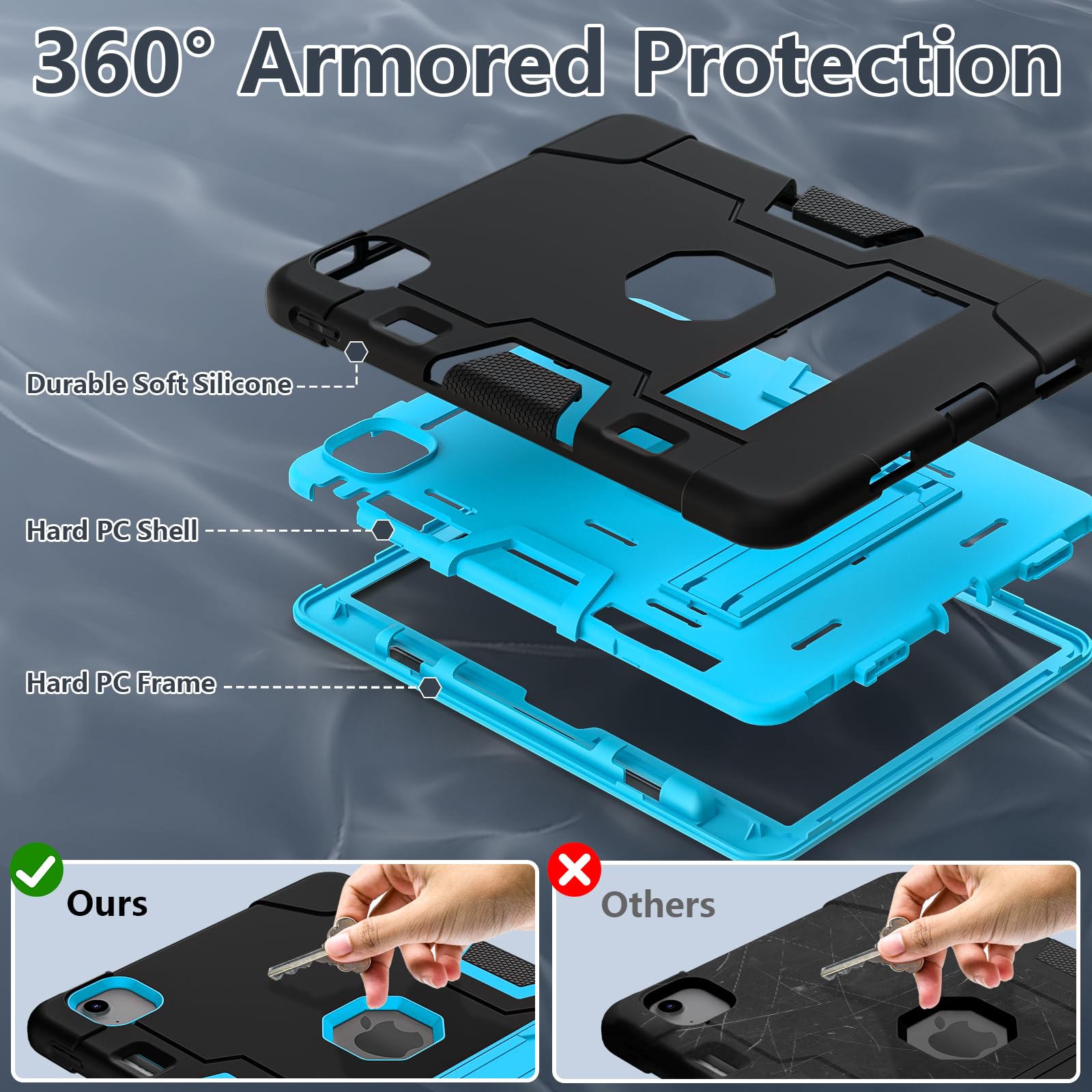 Tsqqst For Ipad Air 11 Inch Case M2 2024, Full Body Protection Shockproof Kids Case Cover With Stand Pencil Holder For Ipad Air