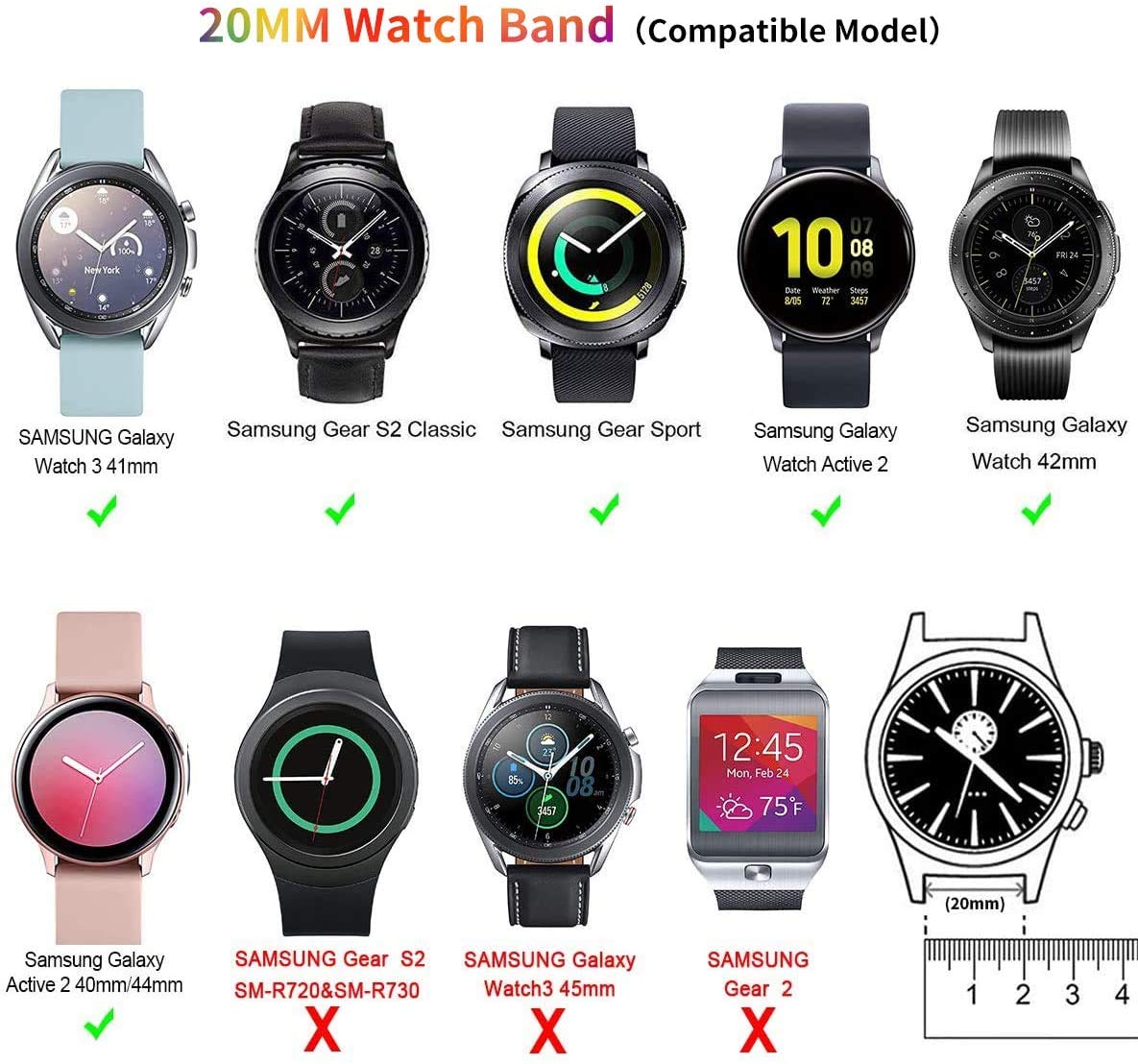Compatible For Samsung Galaxy Watch 4 Band 44Mm 40Mm,Galaxy Watch 4 Classic Band 46Mm 42Mm,Galaxy Watch Active 2 40Mm 44Mm,Galax