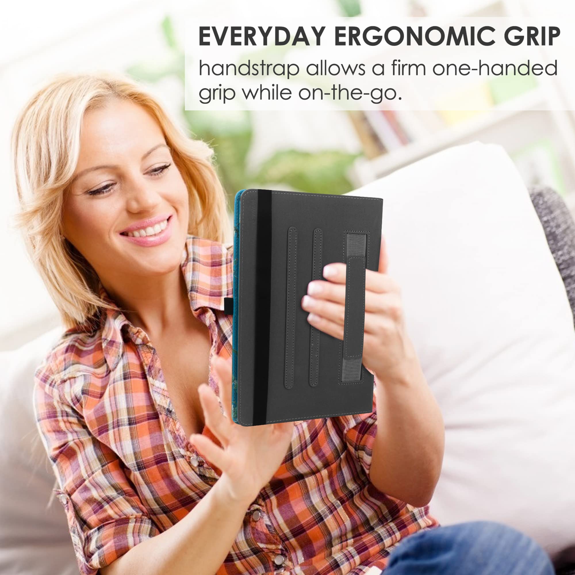 Hgwalp Universal Case For 9 11Inch Tablet,Multi Viewing Angels Pu Leather Stand Folio Case Cover With Handstrap For 9'' 10.1'' 1