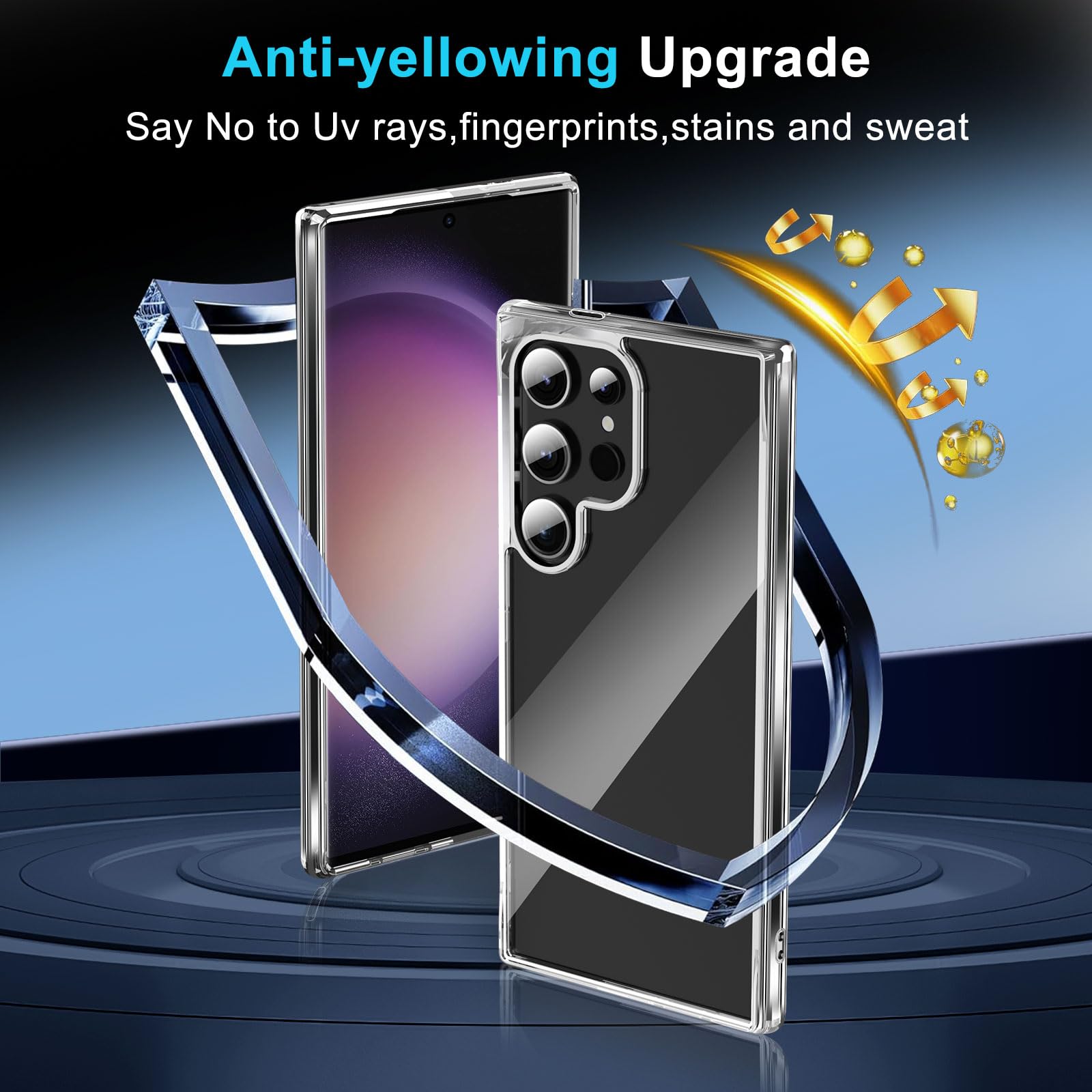 Janmitta Compatible With Samsung Galaxy S24 Ultra Case With Screen Protector[2 Pack],Slim Fit Thin Transparent Rugged Tough Hard