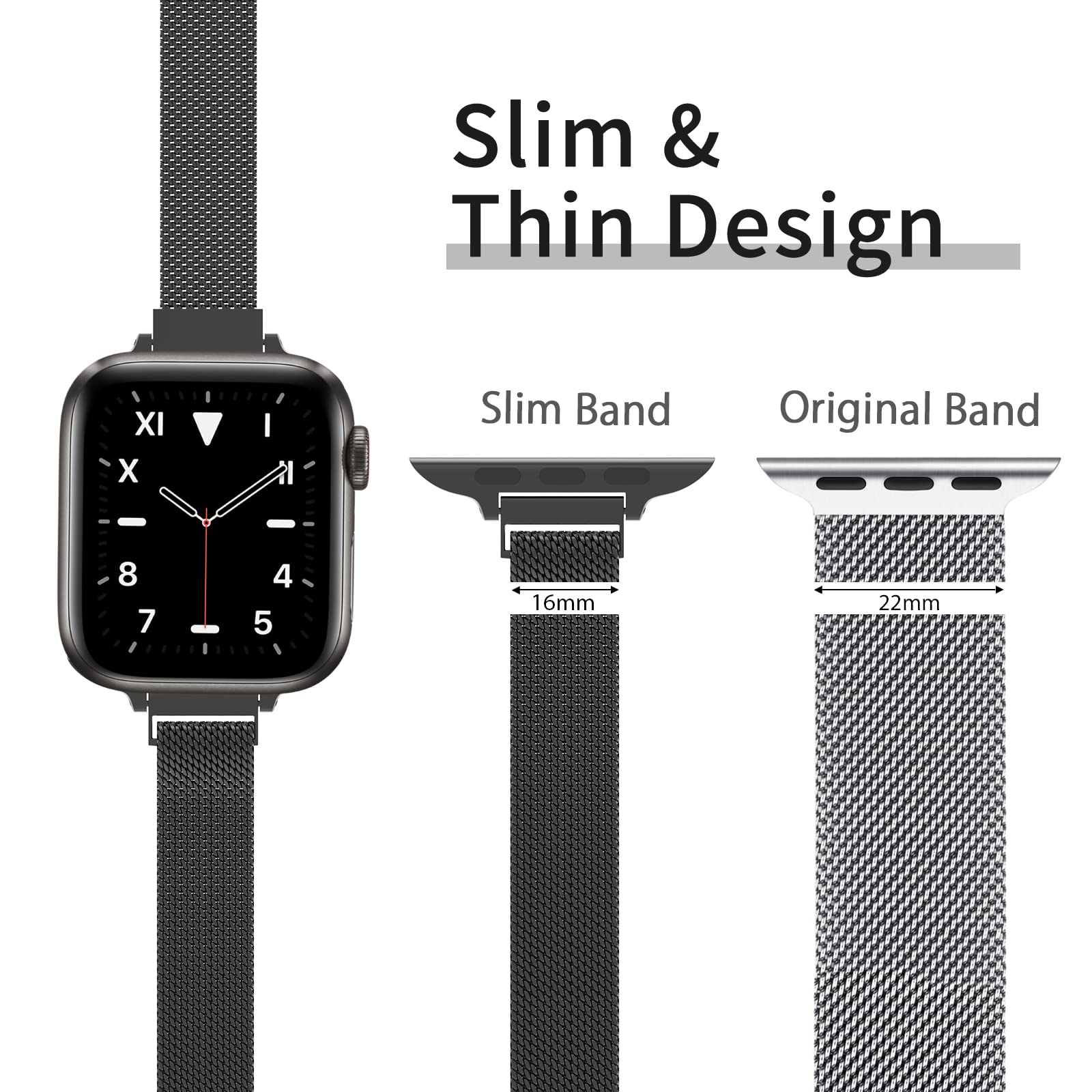 Compatible With Apple Watch Band, Stainless Steel Slim & Thin Mesh Magnetic Clasp Strap Women And Girl Replacement Band For Iwat