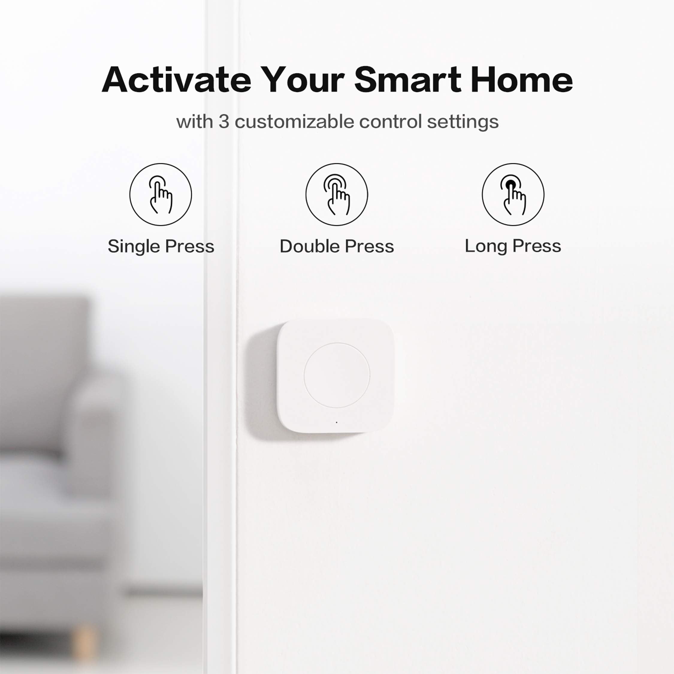 Aqara Wireless Mini Switch, Requires Aqara Hub, Zigbee Connection, Versatile 3 Way Control Button For Smart Home Devices, Compat