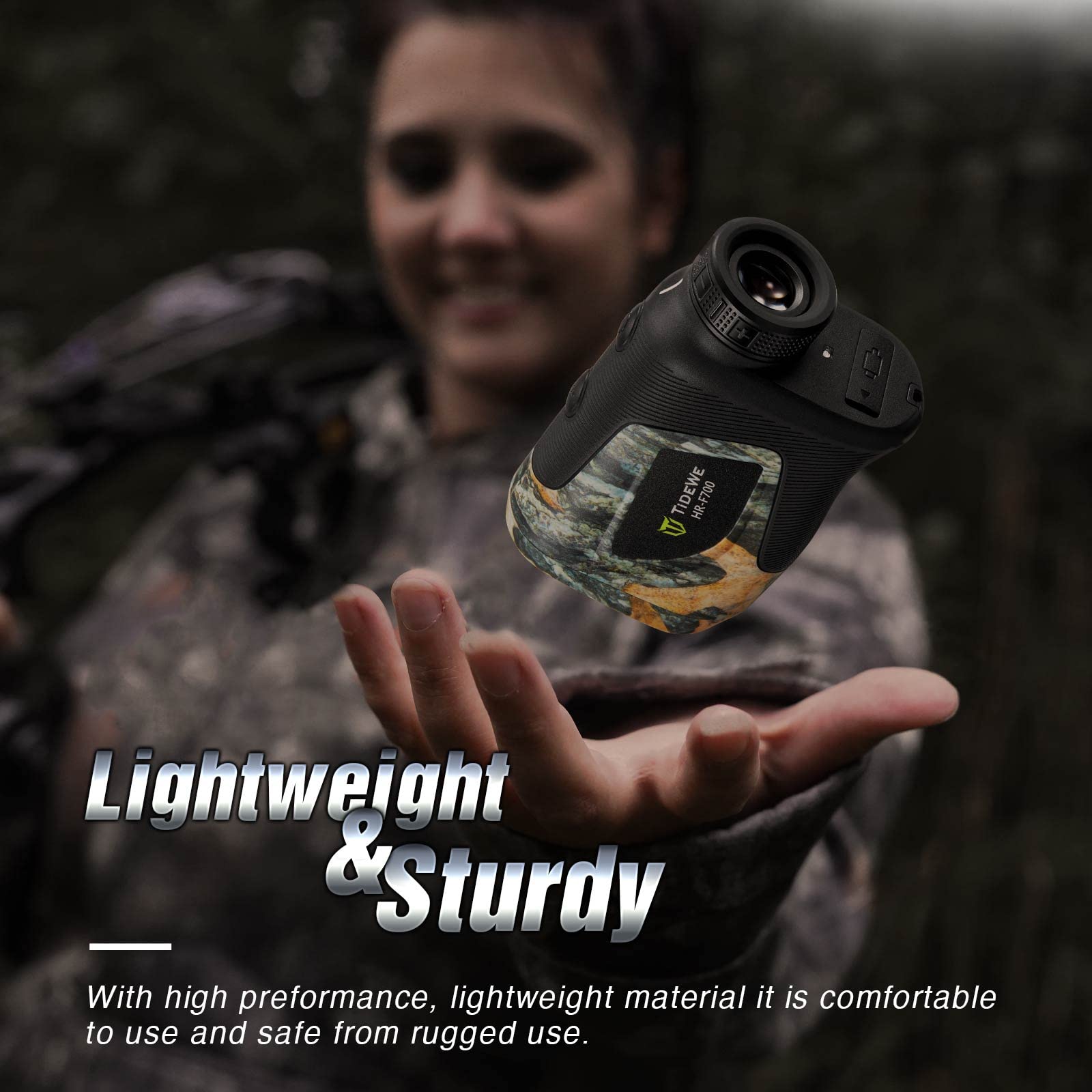 Tidewe Hunting Rangefinder With Rechargeable Battery, 700Y Camo Laser Range Finder 6X Magnification, Distance/Angle/Speed/Scan M