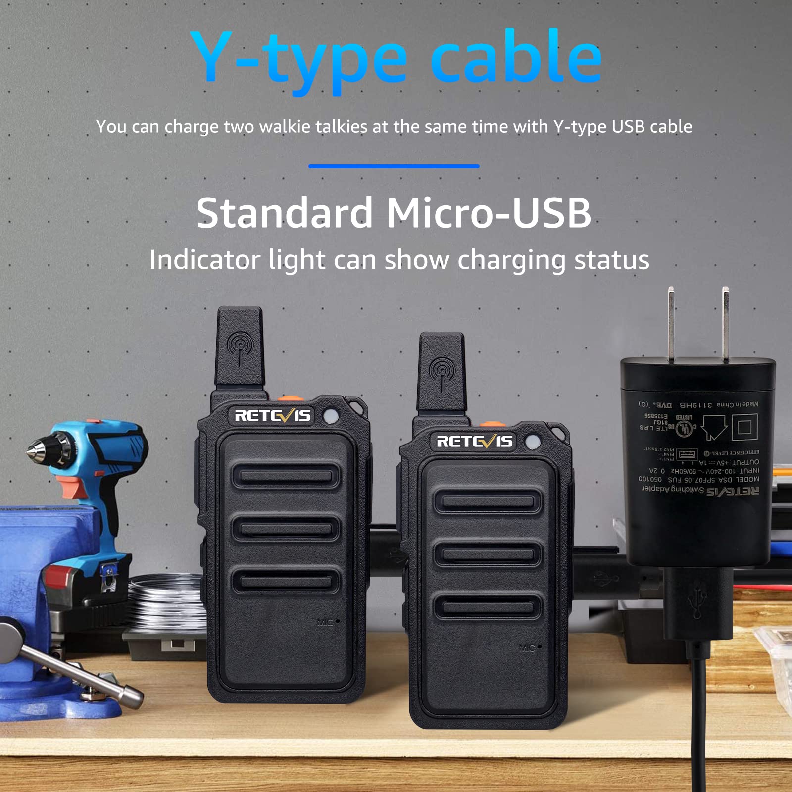 Retevis Rt19 Mini Walkie Talkie, Walkie Talkies With Earpiece, 1300Mah, Metal Clip, Portable, Compact Two Way Radio For Adults Business Office School Church Restaurant Retail(10 Pack)