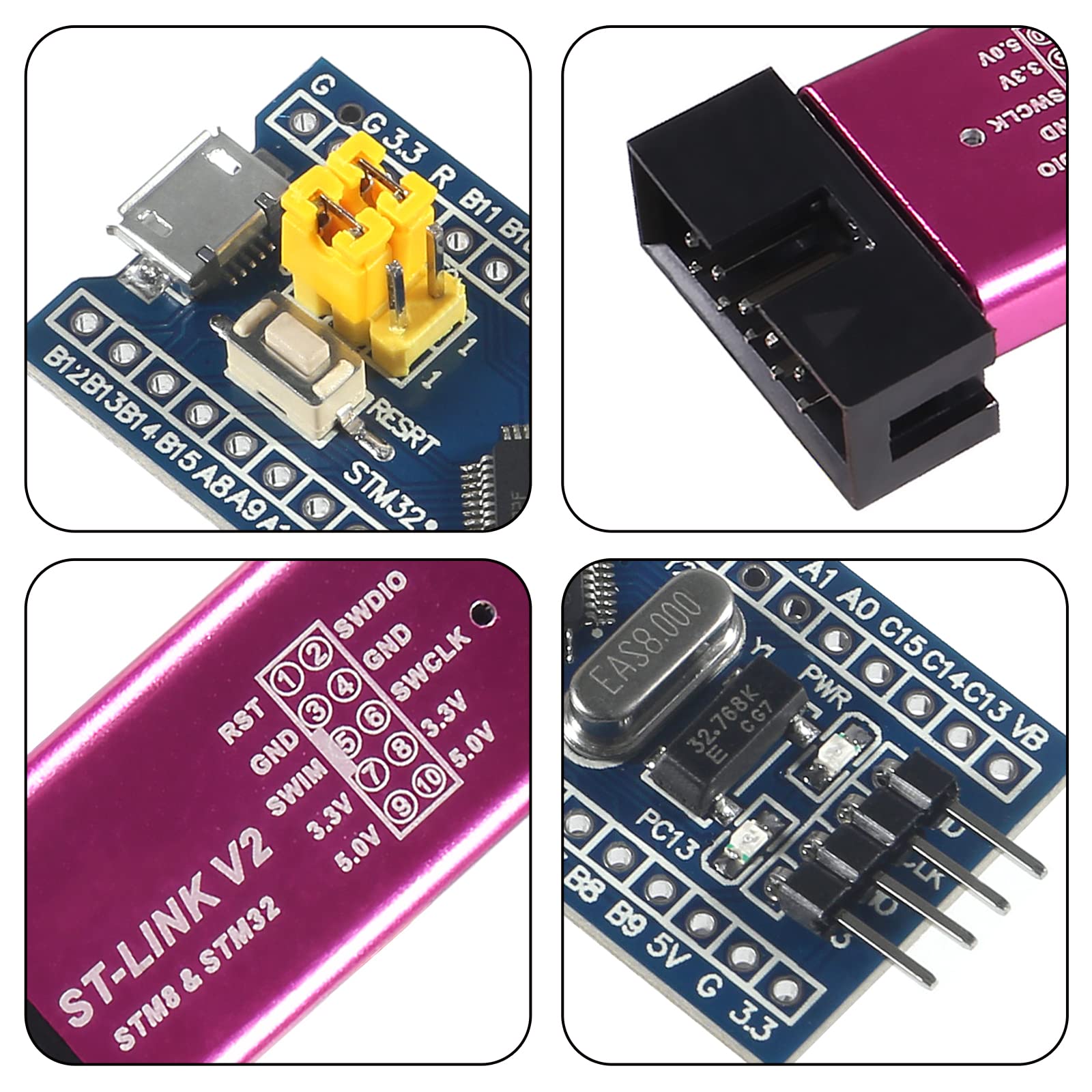 Alinan 2Pcs St Link V2 Programming Unit Emulator Downloader(Random Color)+2Pcs Stm32F103C6T6 Minimum System Development Board Wi