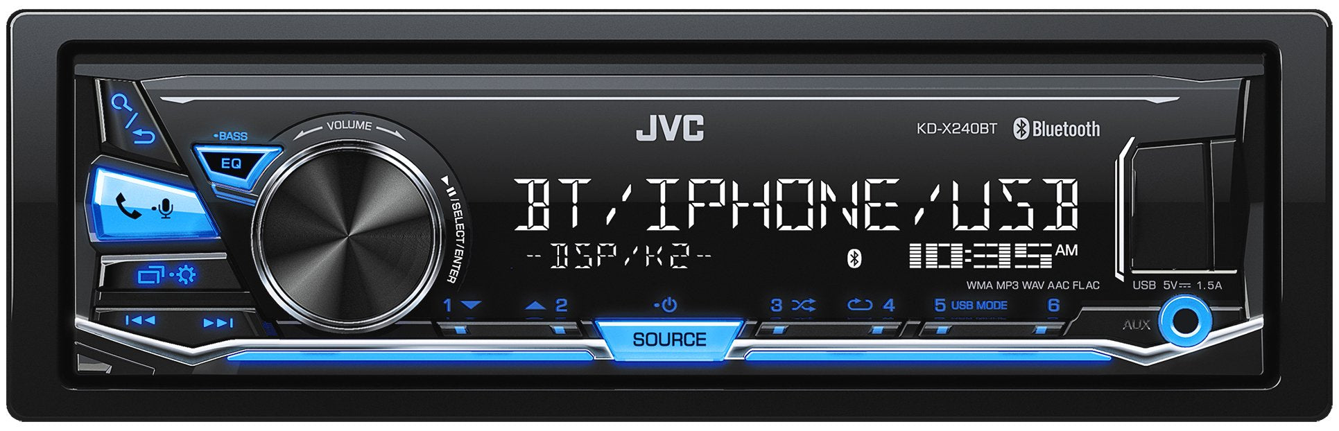 Jvc Kd X240Bt Single Din In Dash Digital Media Car Stereo With Android/Iphone Compatibility