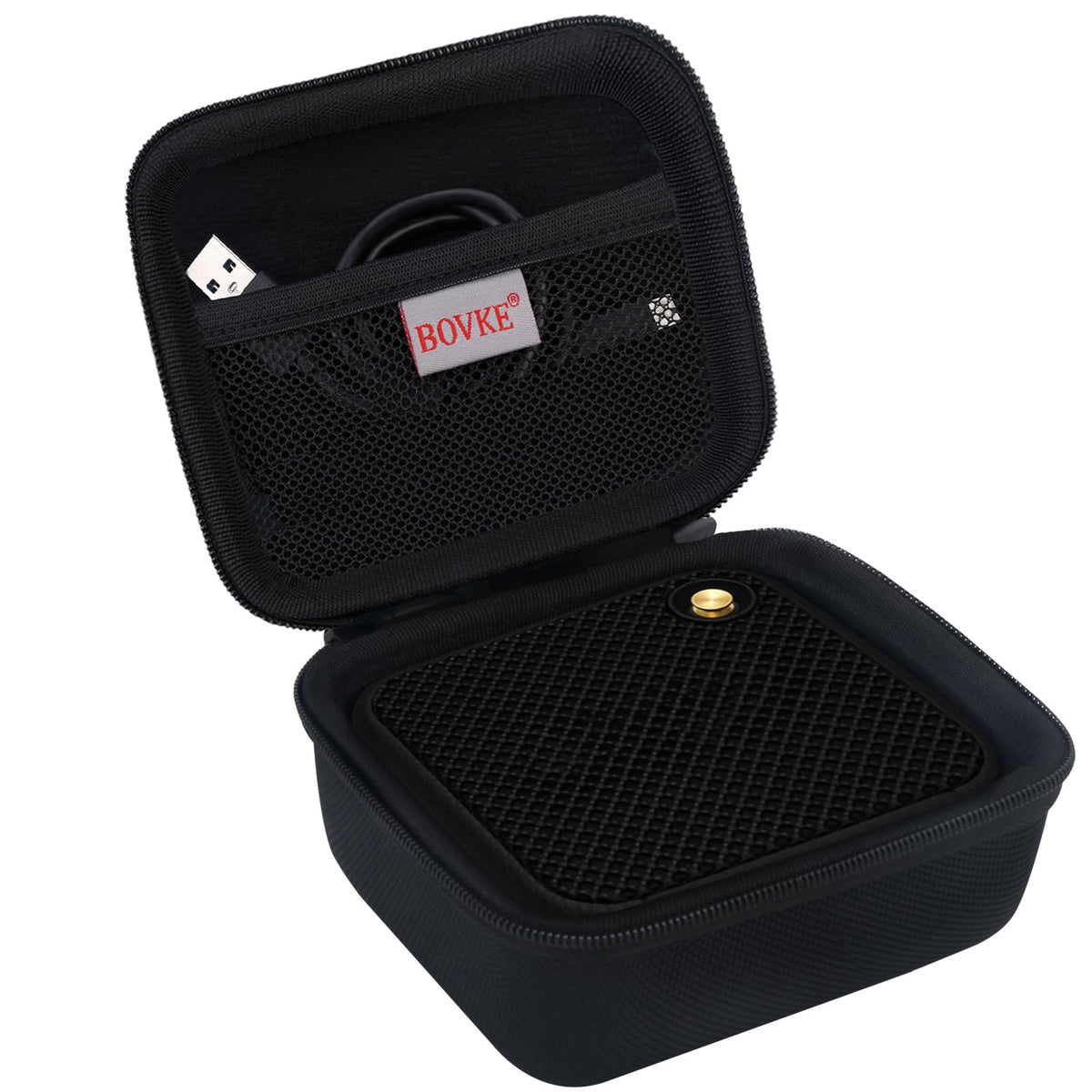 BOVKE Carrying Case for Marshall Willen Portale Wireless Bluetooth Speaker, Extra Mesh Pocket for Marshall USB-C Charging Cable, Black