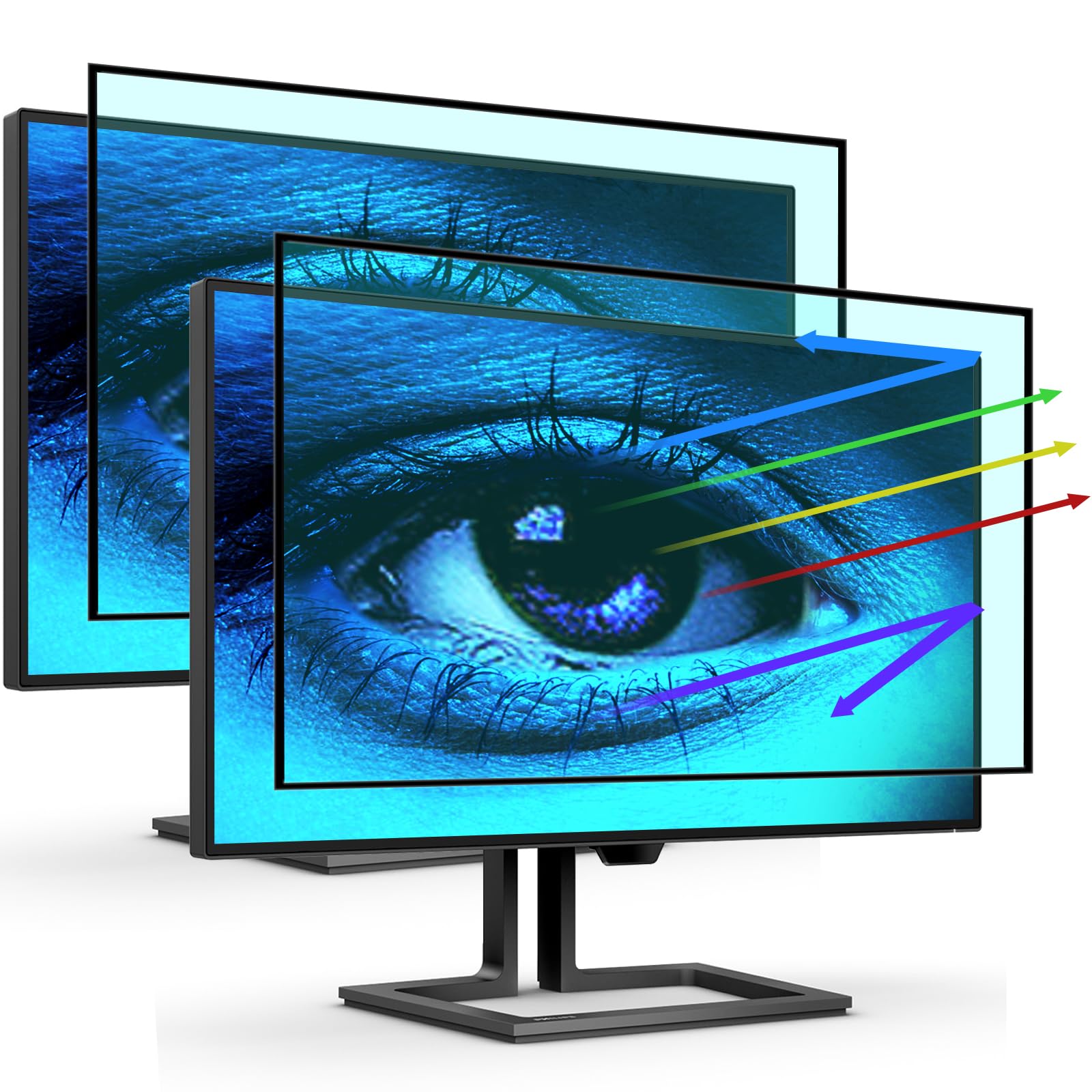 FILMEXT 2 Pack Removable 27 Inch Blue Light Screen Filter for Monitor 16:9 Frameless Monitor -Bubble Free High Clarity- Eye Prot