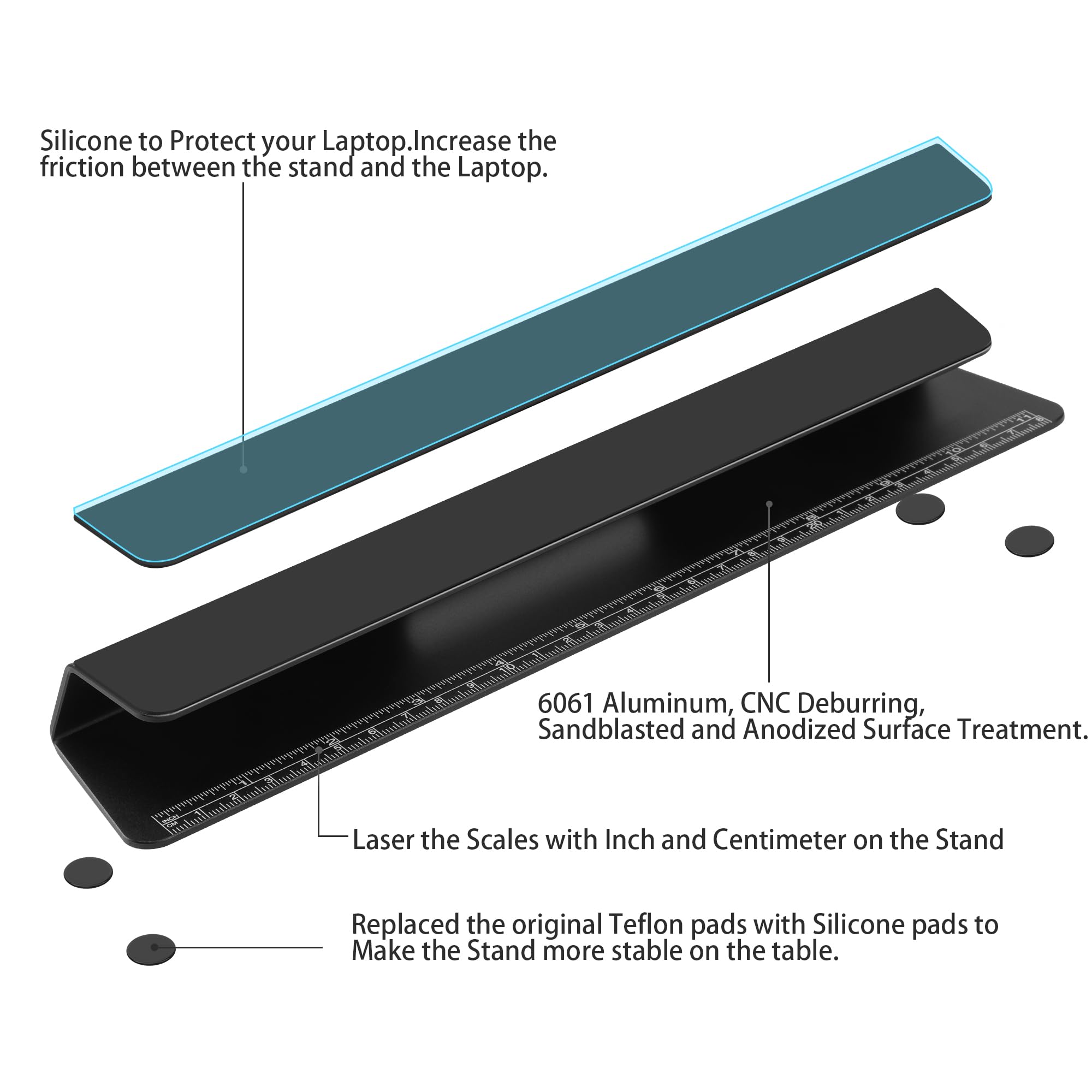 Psitek Laptop Cooling Stand Aluminium  Improved Cooling, Ergonomics, Stability, And Versatility   Compatible With Macbook And Al