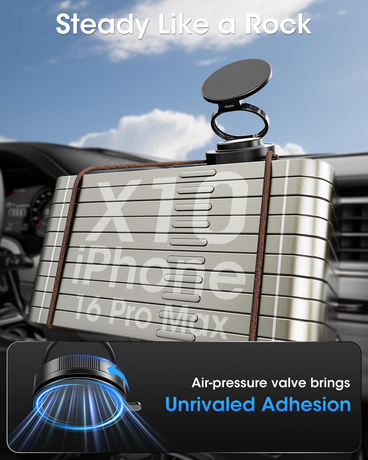 Kelybely For Magsafe Car Mount, 2025 Upgraded Magnetic Phone Holder For Car, Hands Free Suction Cup Cell Phone Holder Car Access