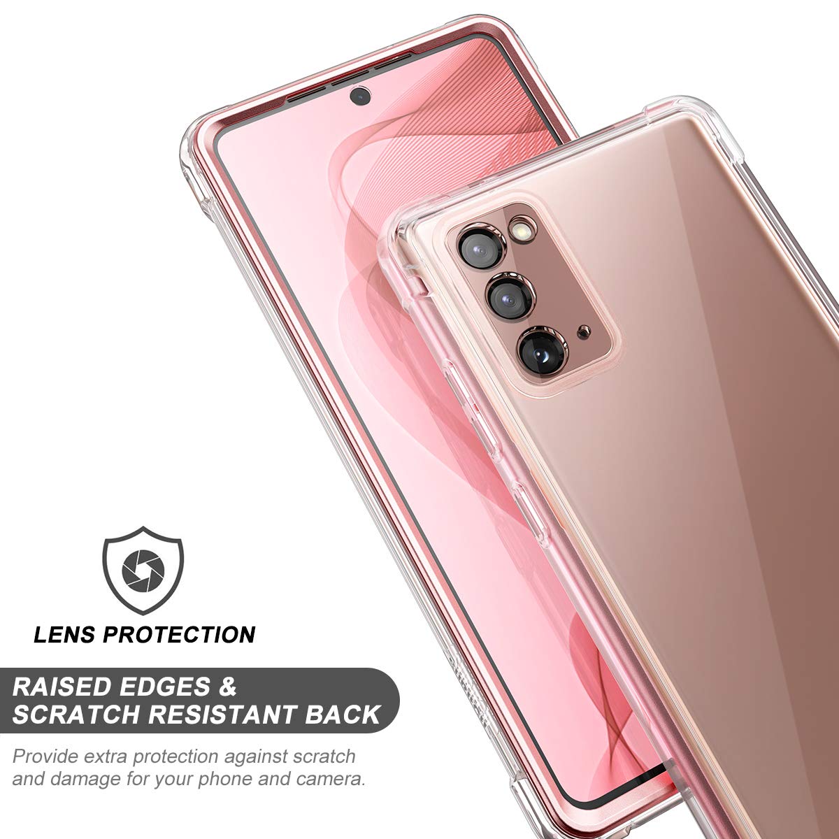 Suritch Clear Case For Galaxy Note 20,[Built In Screen Protector]Full Body Protection Hard Shell+Soft Tpu Bumper Shockproof Rugg