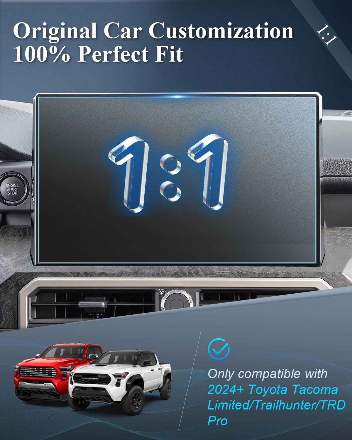 Bibibo For 2024 2025 Toyota Tacoma Accessories Screen Protector 2024 2025 Toyota Tacoma Limited /Trailhunter/Trd Pro 14' Frosted Matte Protective Film [Anti Glare& Scratch Ultra Clear] Toyota Tacoma Accessories 2024 2025 Tacoma