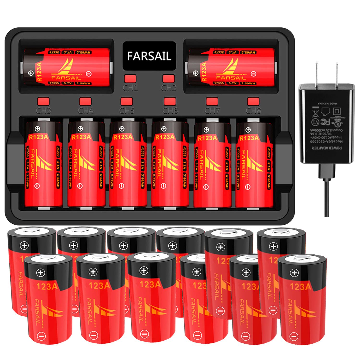 Cr123A Rechargeable Batteries, 20 Pack 800Mah Cr123A Batteries And Charger For Arlo Vmc3030 Vmk3200 Vms3130 3230C 3430 3530 Came