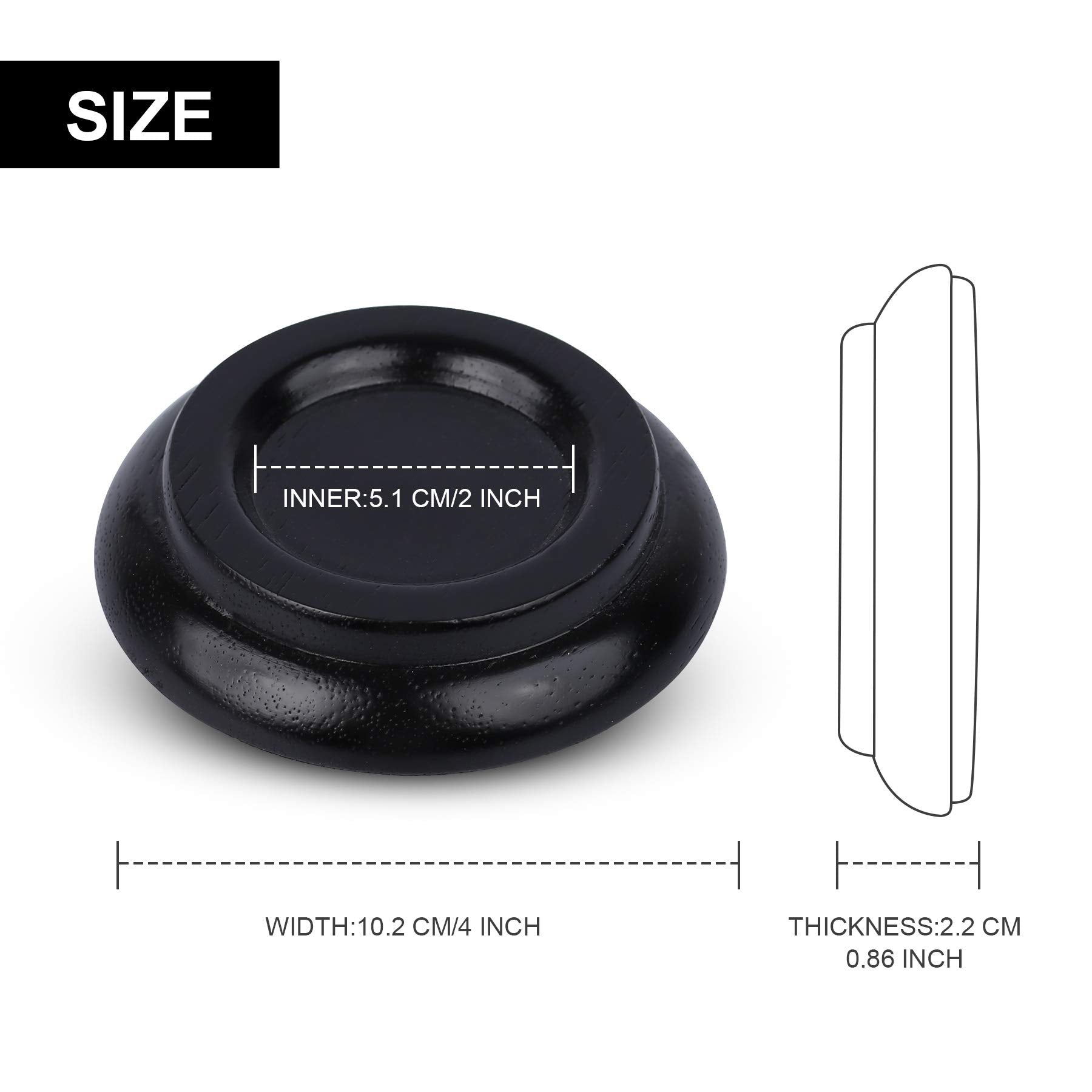Solid Wood Piano Caster Piano Leg Floor Protectors 4 Pack Upright Piano Caster Cups With Non Slip & Anti Noise Foam (Black)
