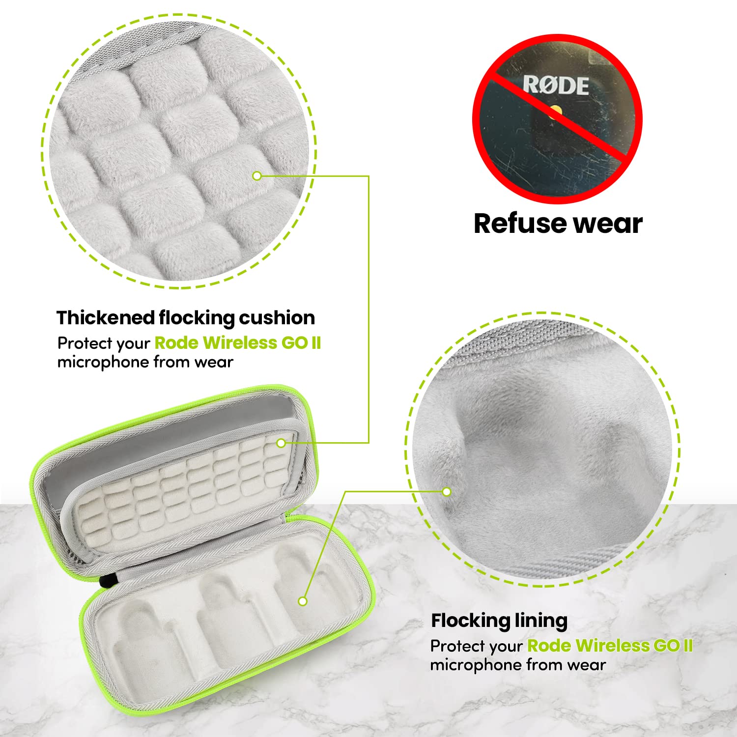 YOUSHARES Wireless Go 2 Hard Carring Case   Professional Flocking Mic Case Compatible with Rode Wireless GO II Dual Channel Compact Digital Wireless Microphone System (black)