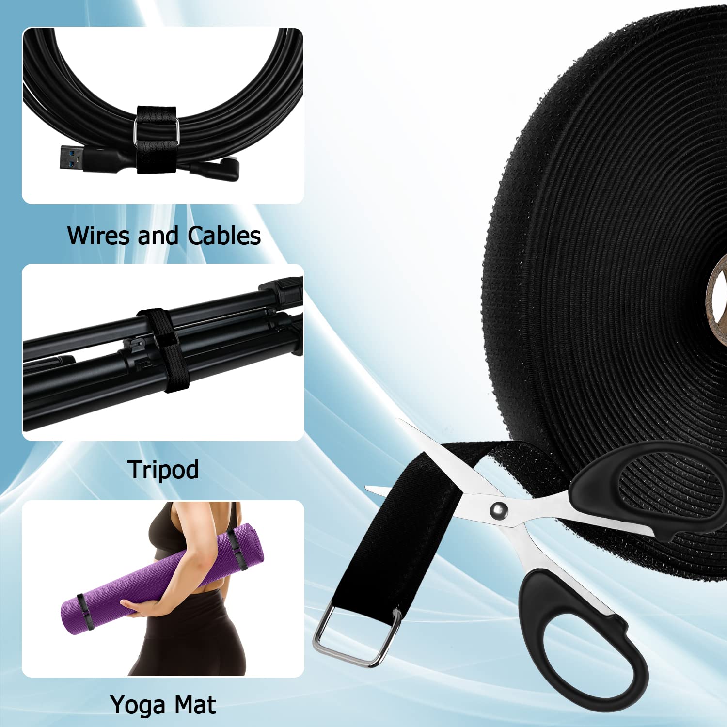 Nearockle 36Ft Hook And Loop Straps, Adjustable Cut To Length Cable Straps, 3/4 Inch Reusable Nylon Fastening Tape Cable Ties Fo