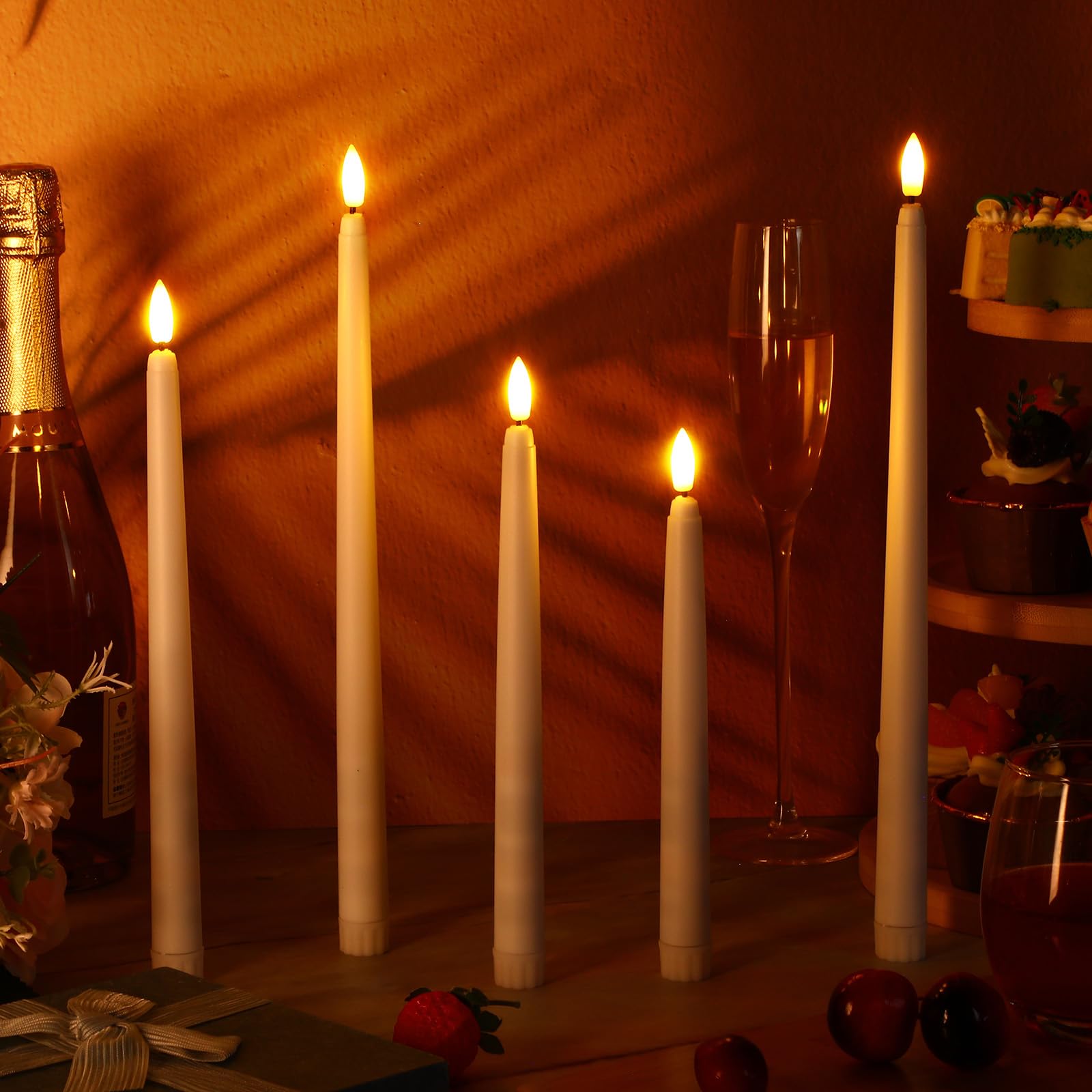 Rossesay 24 Pcs Flameless Led Taper Candles Battery Operated Candles 8.5'', 9.65'', 10.83'', 12.8'' Flameless Candlesticks Flick