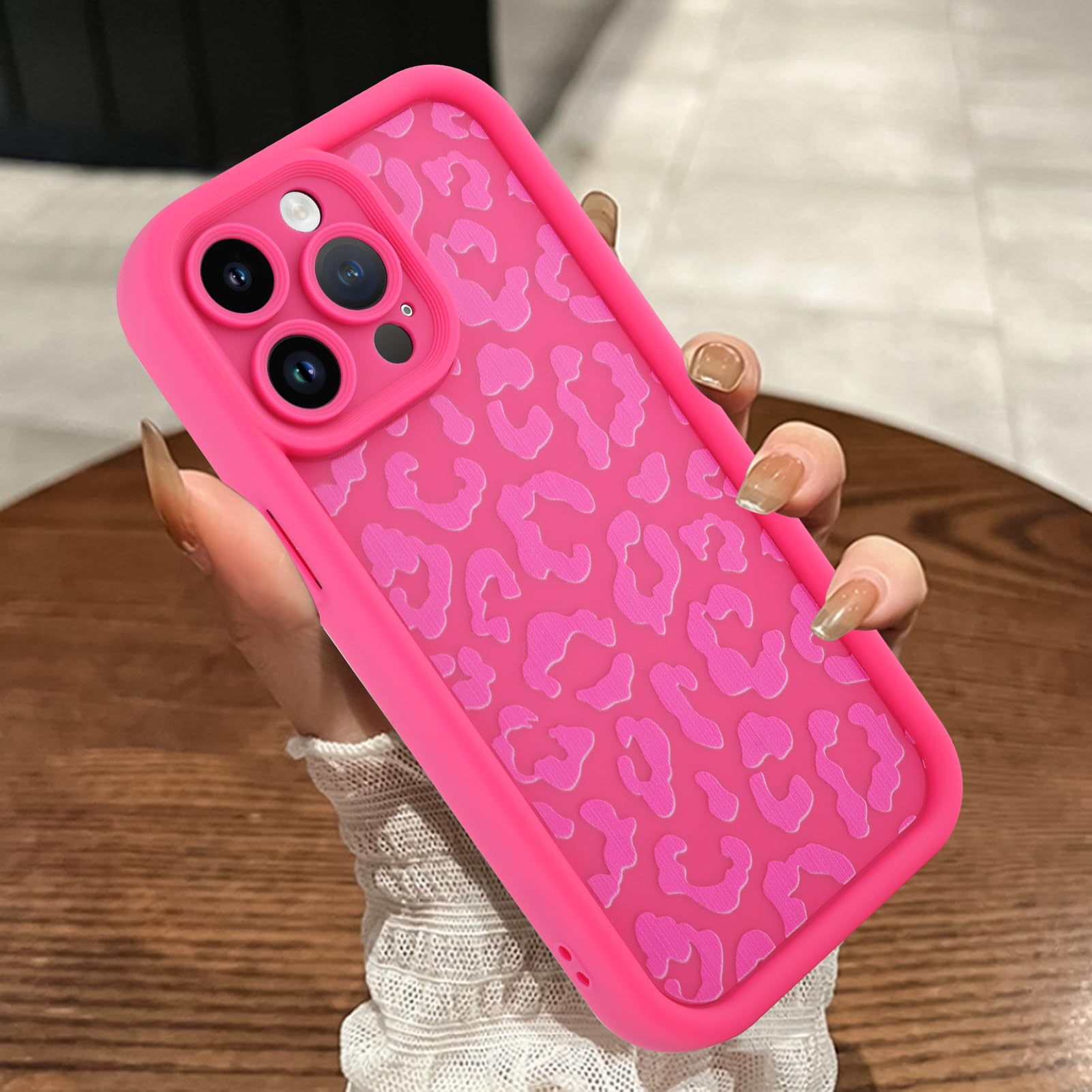 MOWIME Compatible with iPhone 15 Pro Max Case, Cheetah Print Shockproof Soft TPU Protective Cover for Women Girls, Slim Anti Scr