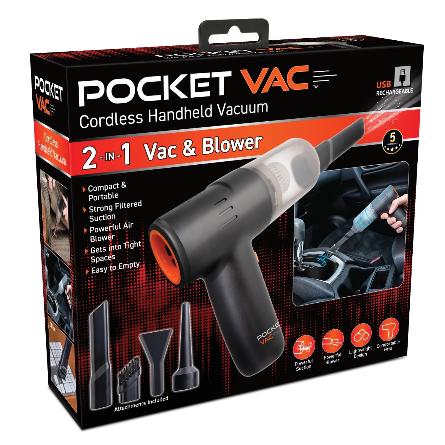 Pocket Vac Handheld Vacuum Compact Wireless Vacuum Cleaner, Lightweight Hand Held Vacuuming For Home Kitchen Car Corner Upholste