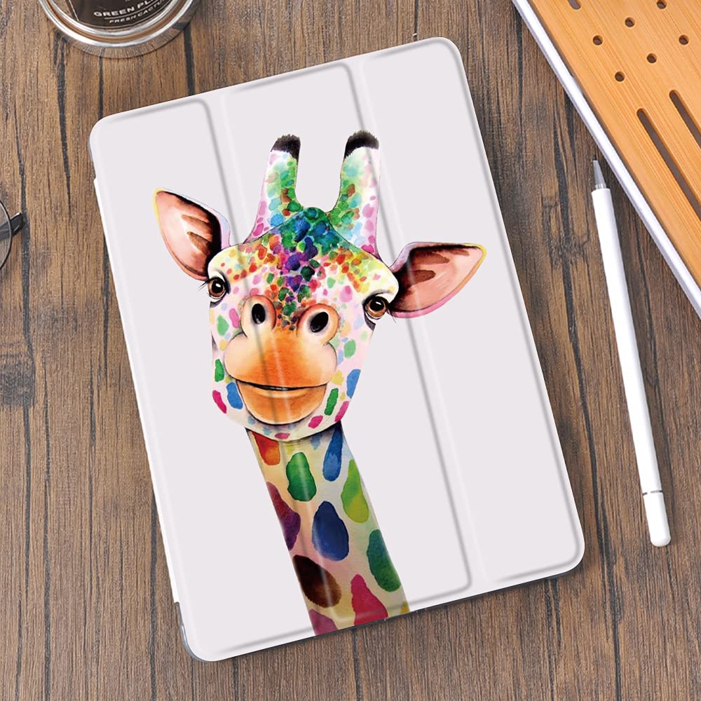 Idocolors Giraffe Pad Case Cartoon White Cases For Ipad 7Th/8Th/9Th Generation (Ipad 10.2 Inch Case 2019/2020/ 2021) Shockproof