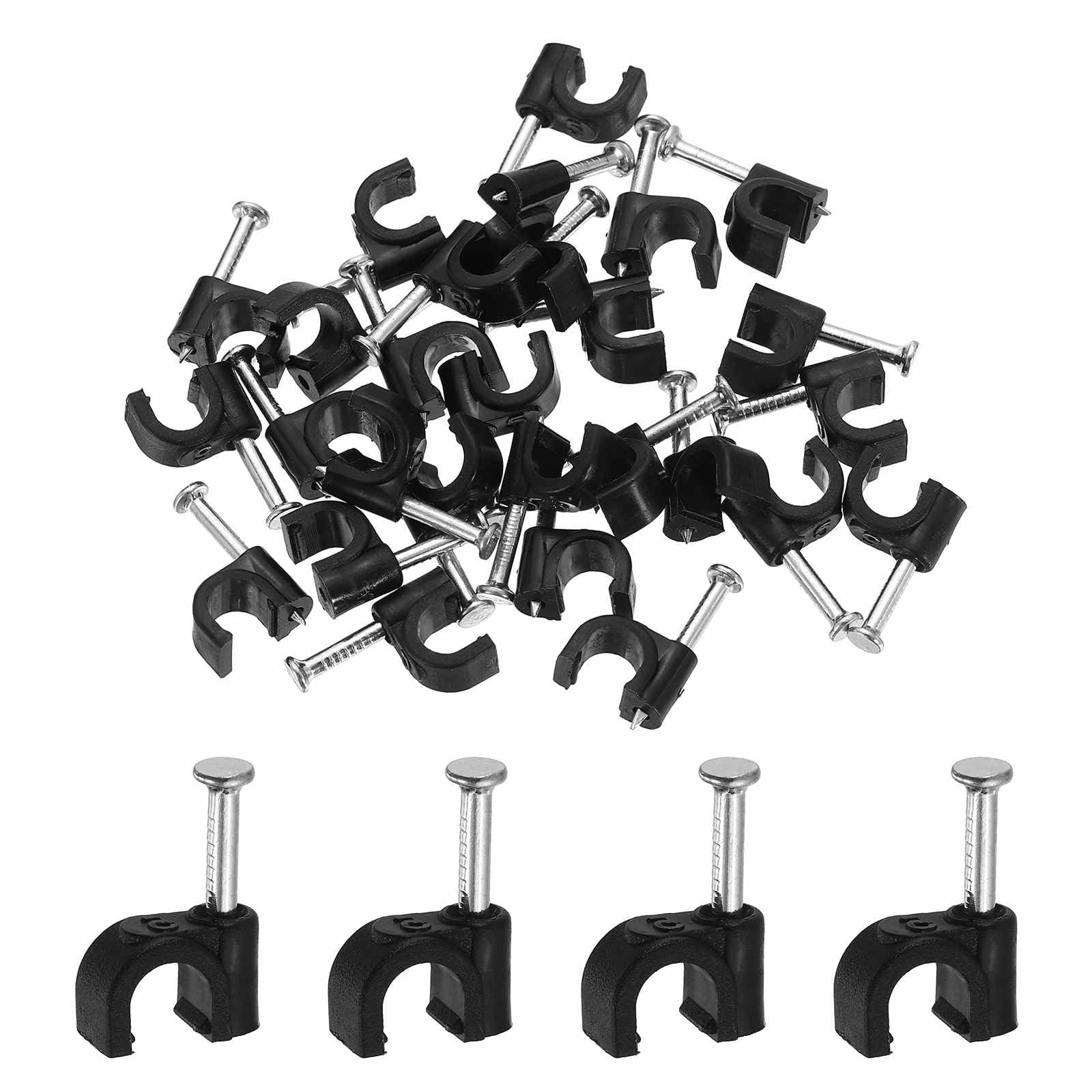 Harfington 60Pcs Cable Clips With Nail 5Mm Id Circular Single Half Clamp JHook With Nail Cord Clips For Wires On Wall For Ether
