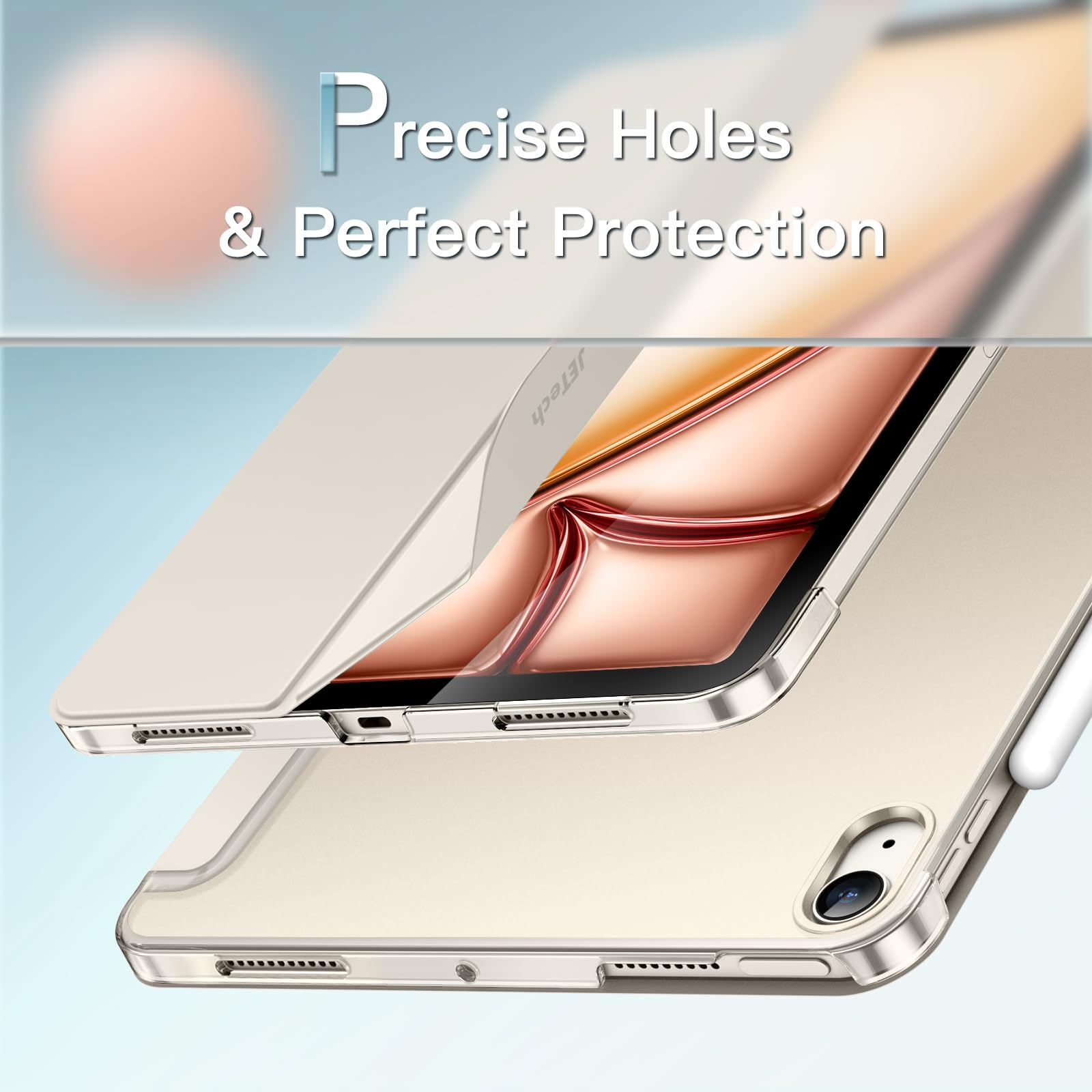 Jetech Case For Ipad Air 13-Inch M2 (2024), Slim Stand Hard Back Shell Smart Cover With Auto Wake/Sleep (Starlight)