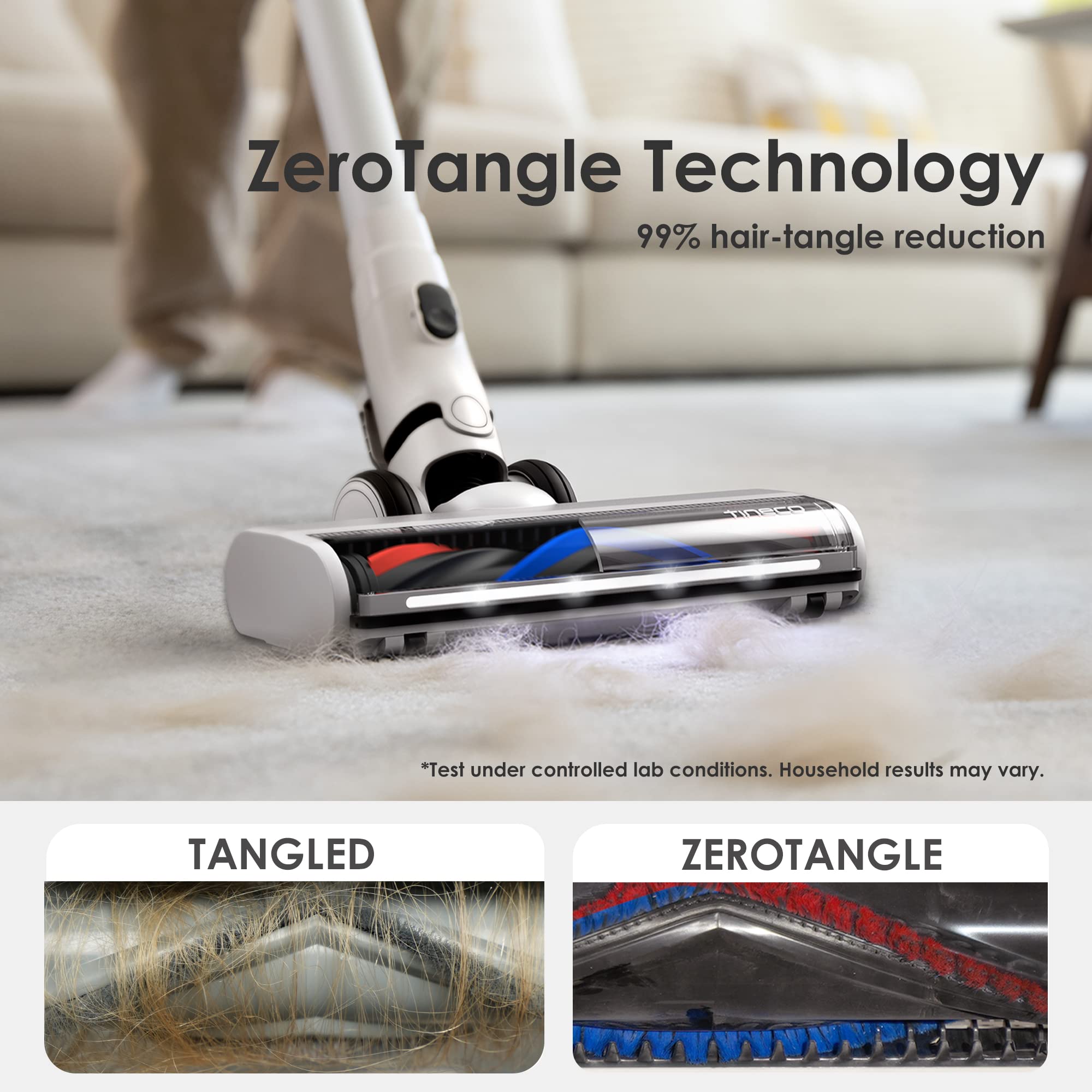 Tineco Pure One S15 Essentials Smart Cordless Vacuum Cleaner, Stick Vacuum With Anti Tangle Brush & Fade Free Suction, Deep Clea