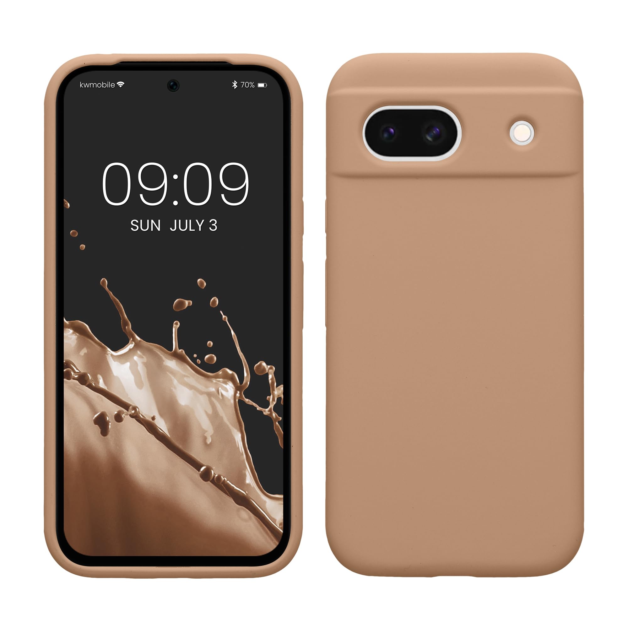 kwmobile Case Compatible with Google Pixel 8a Case - TPU Silicone Phone Cover with Soft Finish - Cappuccino