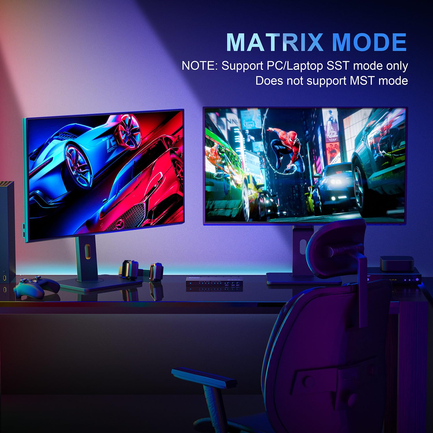 4K 60Hz Hdmi Matrix 4X2, Portta 4 In 2 Out Switch Splitter With Toslink 3.5Mm Audio Extractor, Arc, 16 Edid Modes, 4K Downscale,