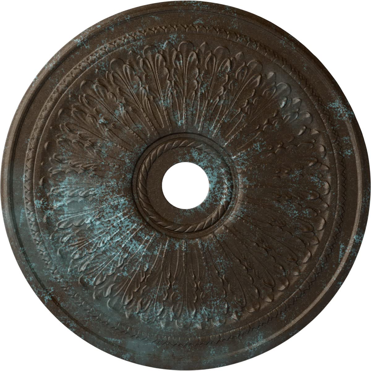 Ekena Millwork Cm29Oabbs Oakleaf Ceiling Medallion, 29 1/8''Od X 3 5/8''Id X 1''P, Hand Painted Bronze Blue Patina