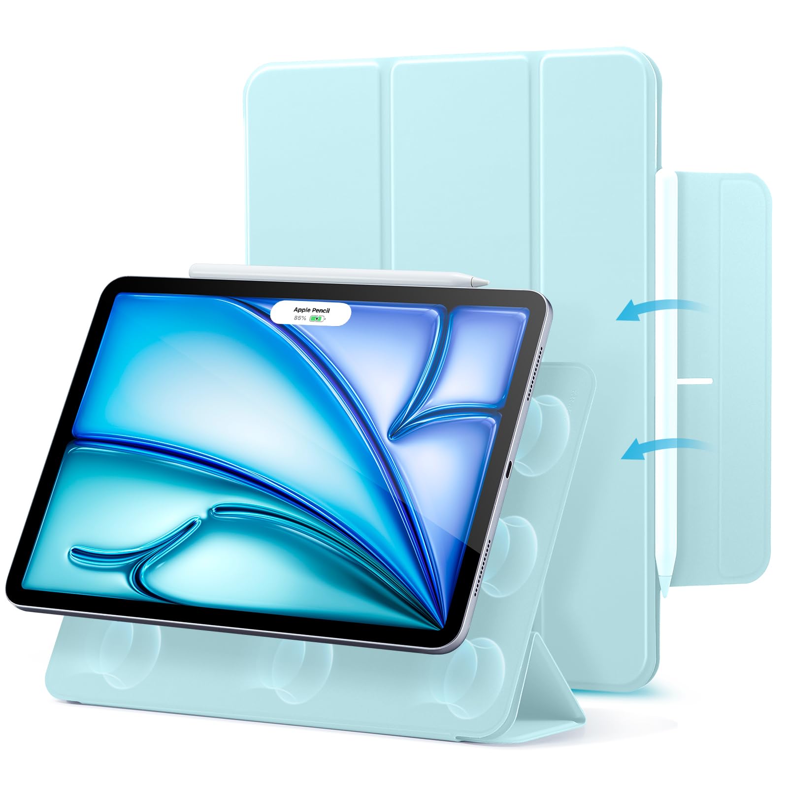 Esr For Ipad Air 11 Inch Case M2(2024), Ipad Air 6Th/5Th/4Th Gen (2022/2020), Powerful Magnetic Attachment, Slim Trifold Stand Case, Supports Pencil Pro&Pencil(Usb C), Durable Protection, Light Blue