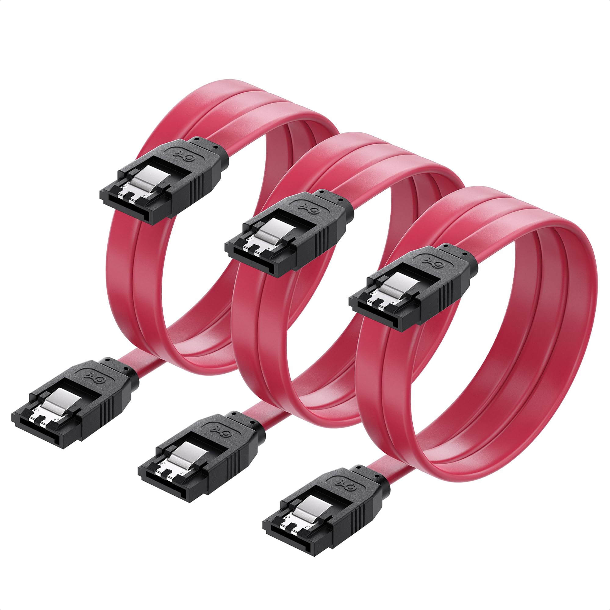 Cable Matters 3 Pack Sata Iii 6.0 Gbps Sata Cable 24 Inches (Sata Cable For Ssd, Sata Ssd Cable, Sata 3 Cables) Red
