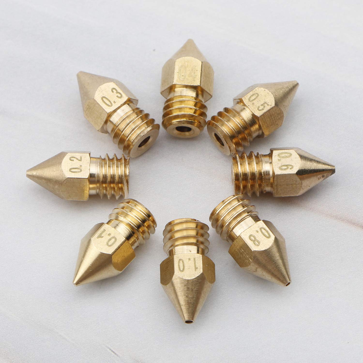 Ellbest 16Pcs Mk8 Extruder Head 3D Printer Nozzles 0.1Mm, 0.2Mm, 0.3Mm, 0.4Mm, 0.5Mm, 0.6Mm, 0.8Mm, 1.0Mm