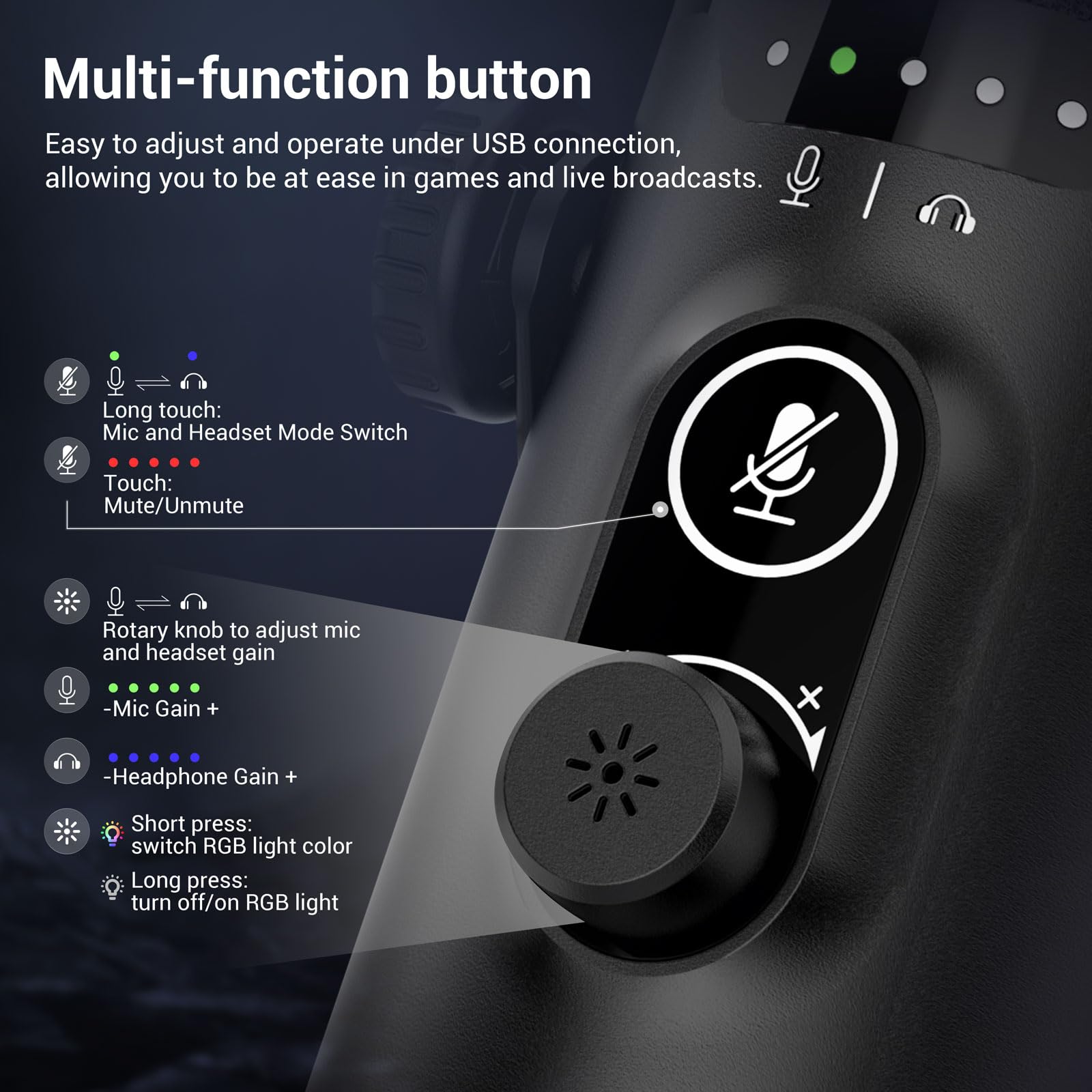 Fduce Usb/Xlr Gaming Microphone Kit, Dynamic Pc Mic For Podcasting Streaming, Computer Rgb Mic Kit With Boom Arm Stand, Mute But