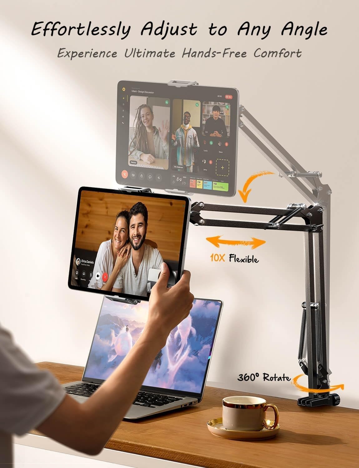 Lisen Tablet Stand Phone Holder Ipad Holder For Desk Mount[Ultra Durable] 2 Clamps Phone Tablet Holder For Iphone Tablet Mount P