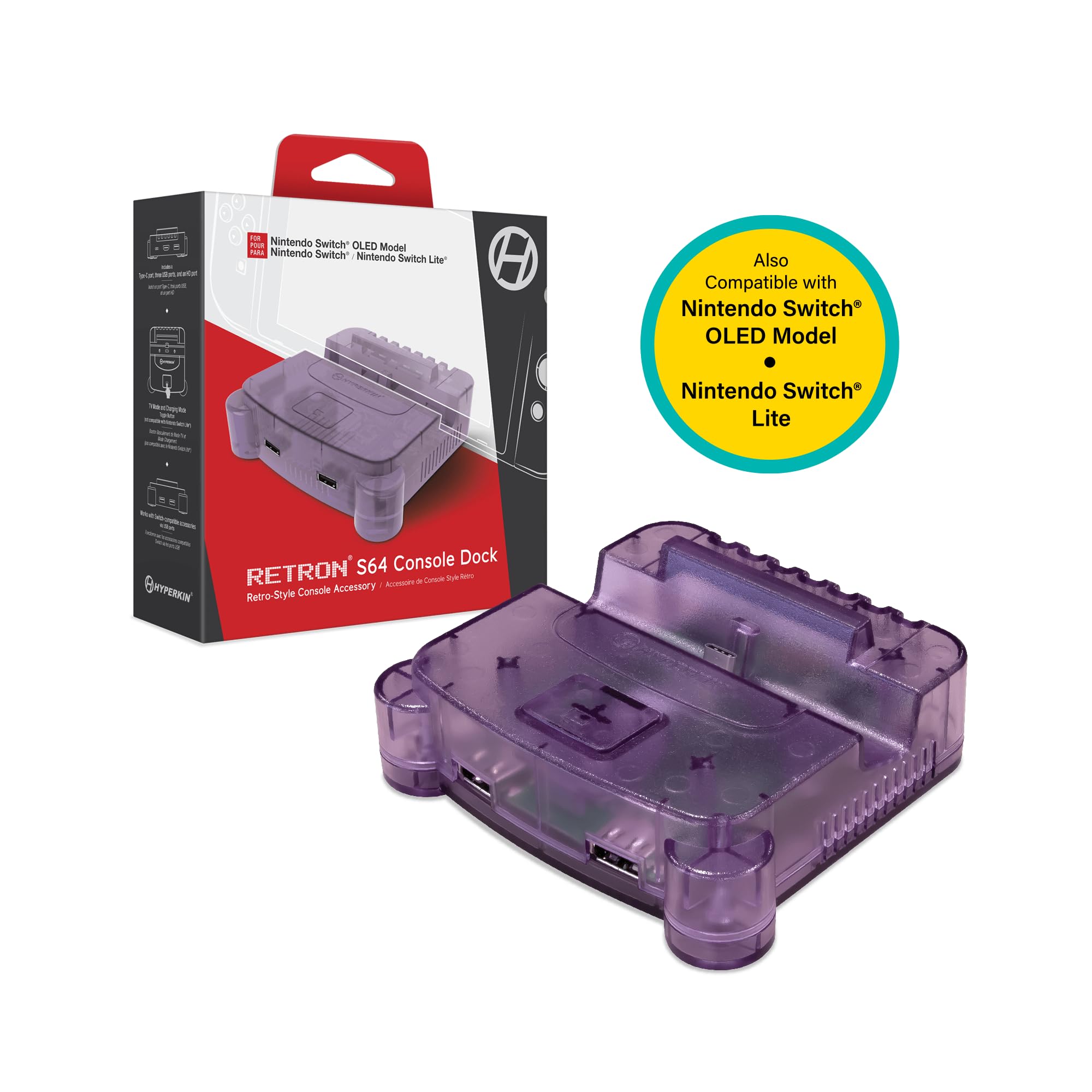 Hyperkin RetroN S64 Console Dock for Nintendo Switch (Purple)