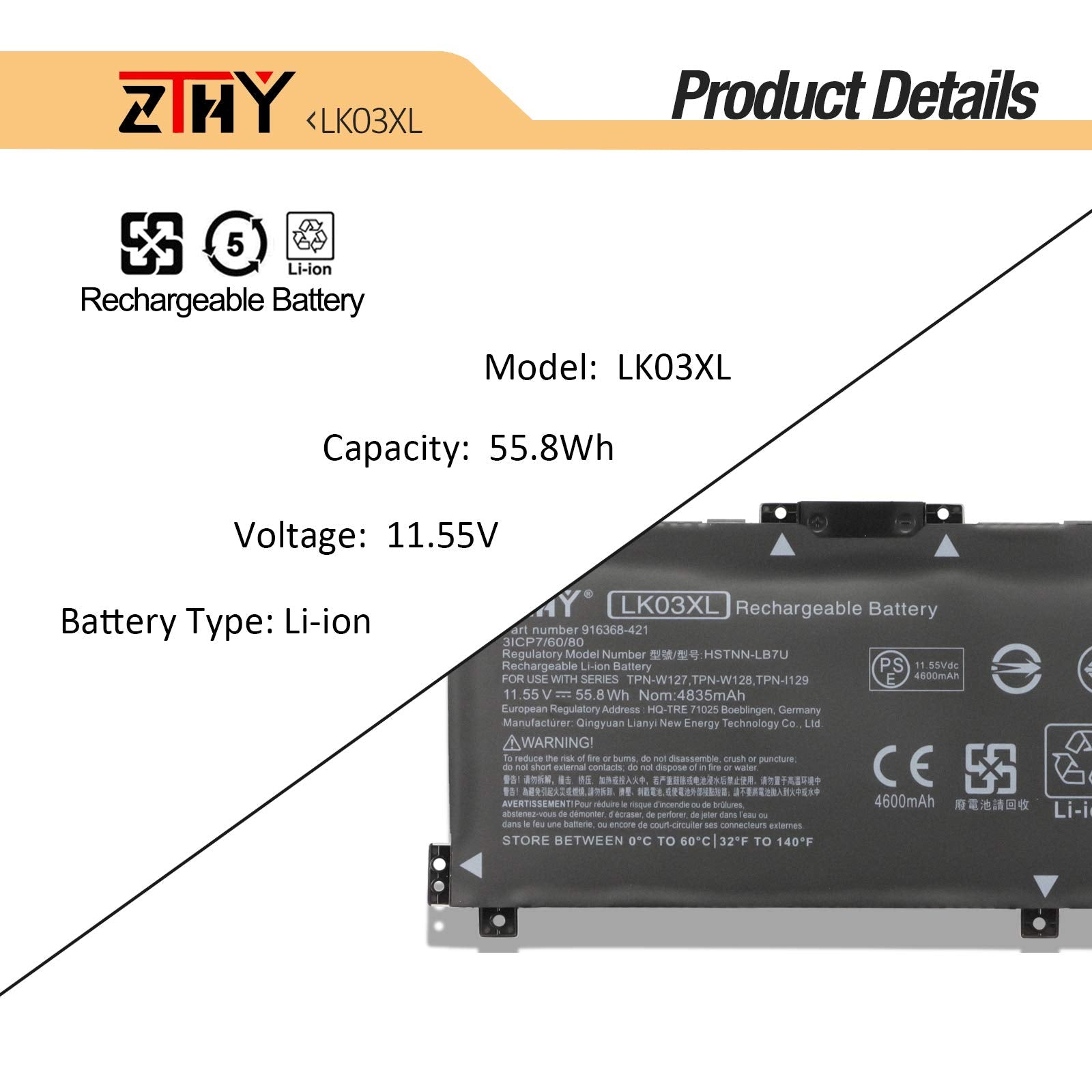 Lk03Xl L09281 855 Battery Replacement For Hp Envy X360 15 Bp 15 Bq 15 Cn 17 Ae 17 Ce 17 Bw 15 Cr0Xxx 15M Bp1Xx 15M Cn0Xxx 15 Cn1