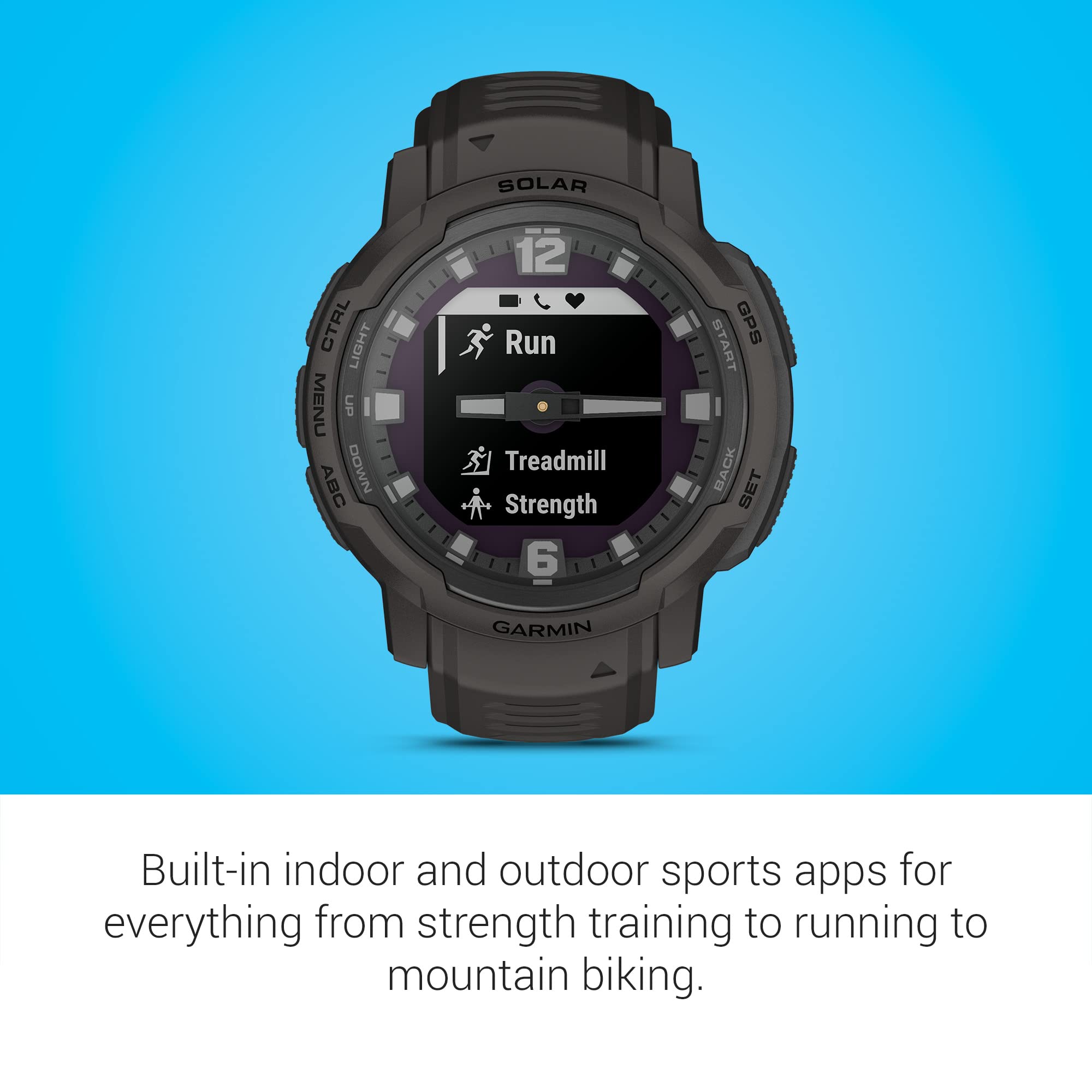 Garmin Instinct Crossover Solar, Rugged Hybrid Smartwatch With Solar Charging Capabilities, Analog Hands And Digital Display, Gr