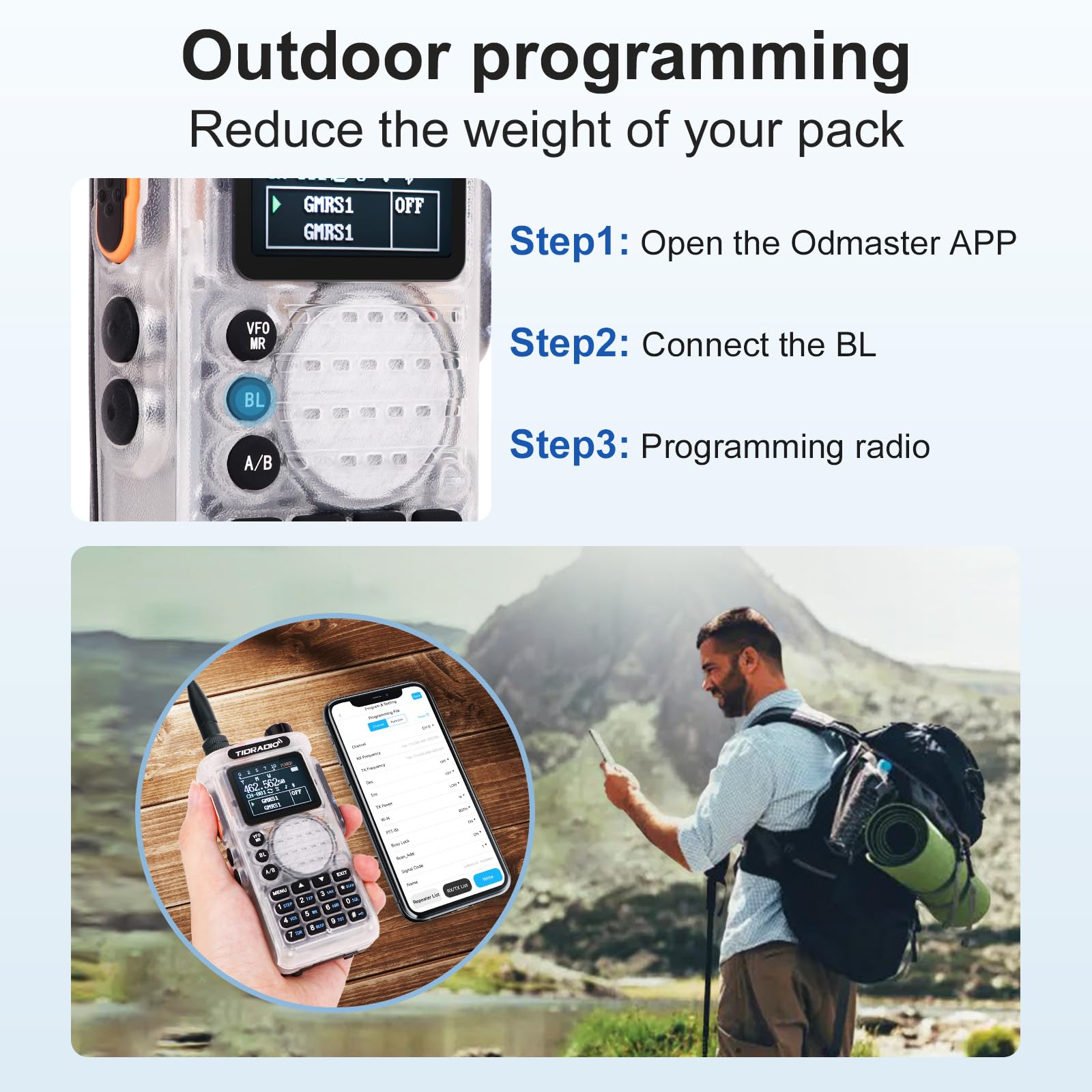 (2Nd Gen) Tidradio H8 Gmrs Handheld Radio With Bluetooth Programming, Repeater Capable, Noaa, Long Range Two Way Radios, Walkie