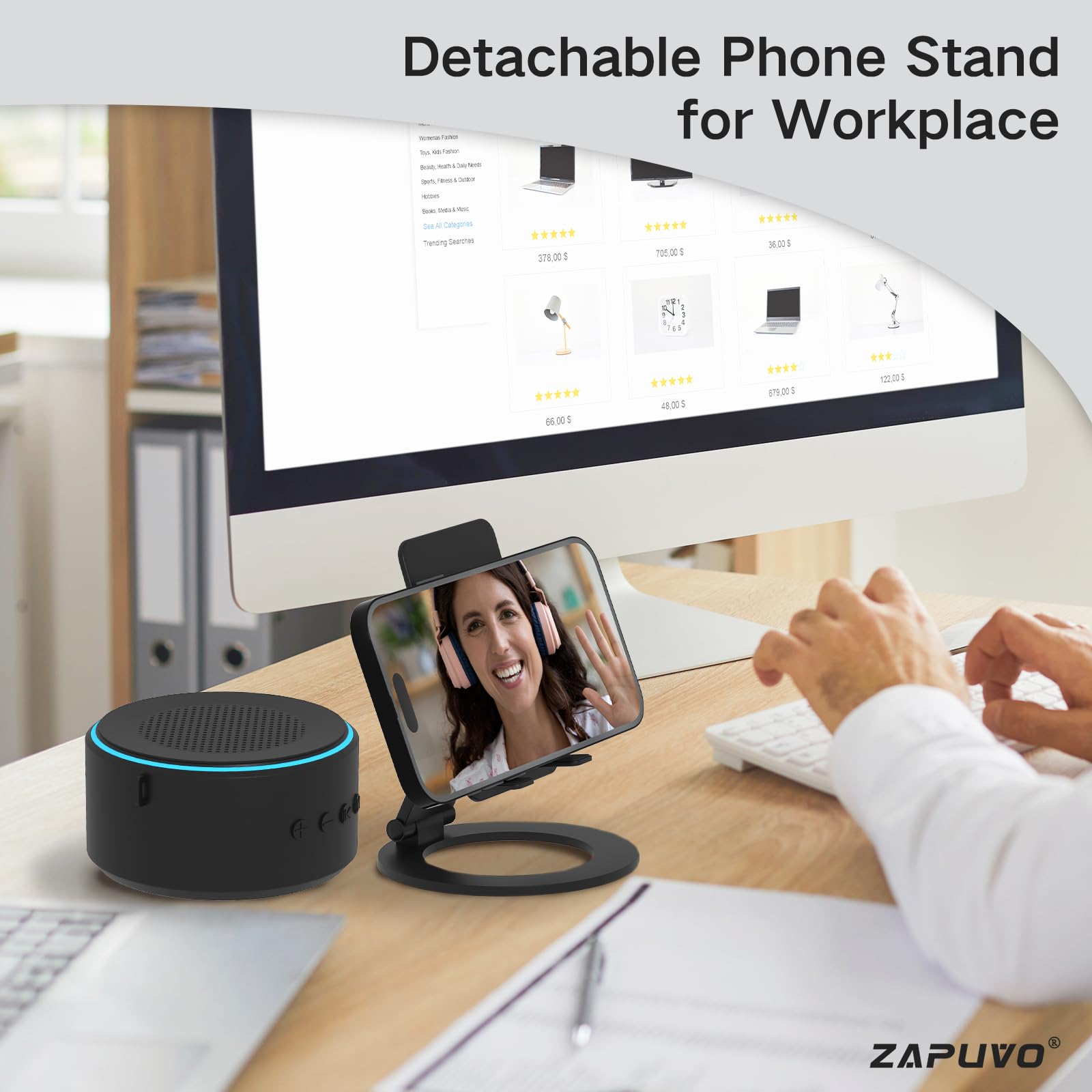 Zapuvo Bluetooth Speaker With Cell Phone Stand, Dad Gifts For Birthday From Daughter Son Kids, Gifts For Men Women, Cool Gadgets