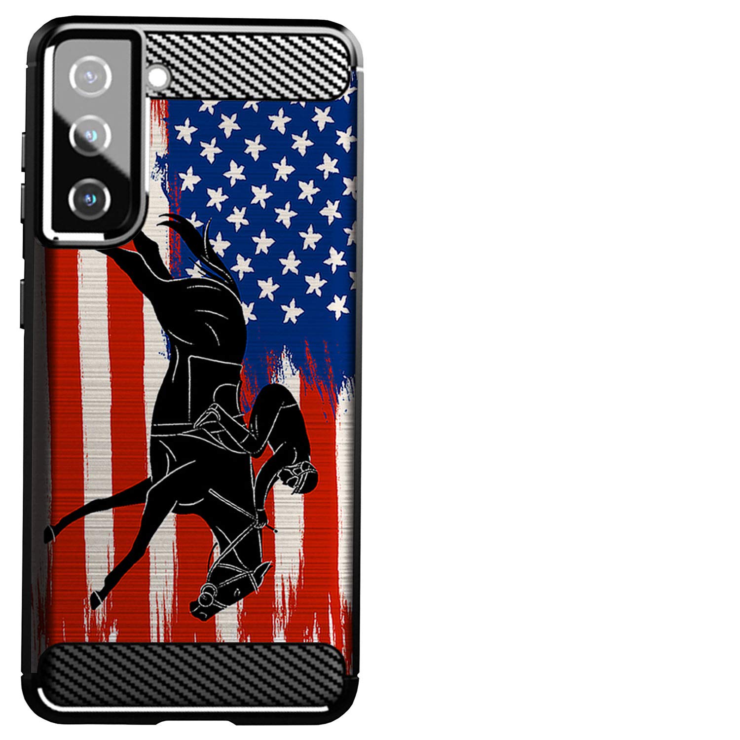 Casesondeck Case Compatible With [Samsung Galaxy S21 (6.2 Screen) / S21 5G] Slim Tpu Carbon Fiber Accent Scratch And Drop Protec