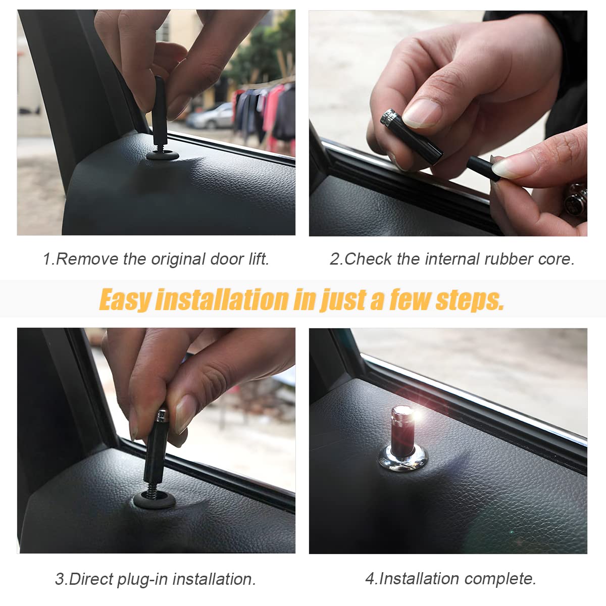 Moly Magnolia 4Pcs Car Door Lock Knobs, American Flag Carbon Fiber Door Lock Pin Cover, Decorative Modification Door Lock Bolt P